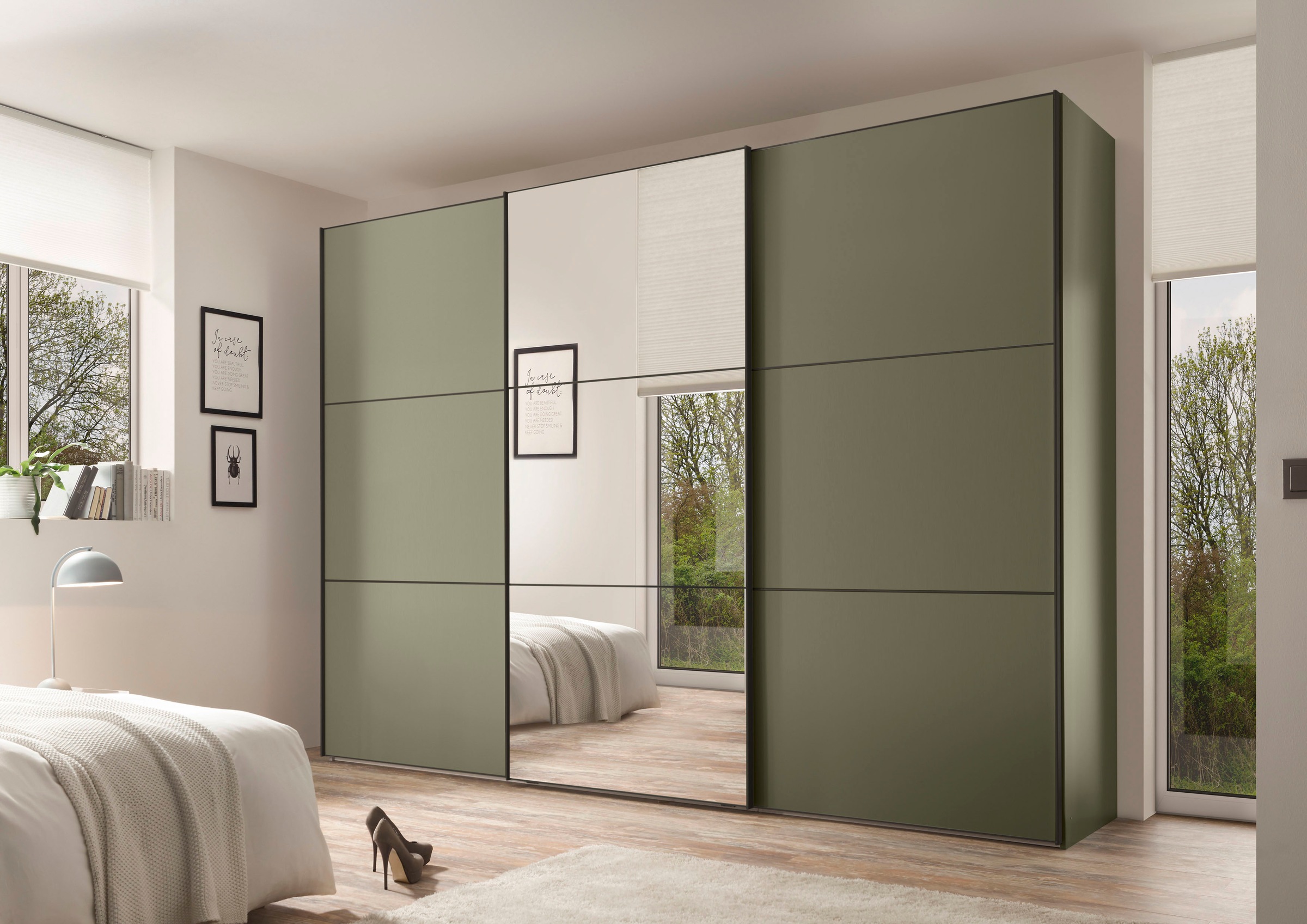 STAUD Schwebetürenschrank »Includo, Made in Germany«, Mit Spiegeltüre und vier verschiedenen Ausstattungsvarianten