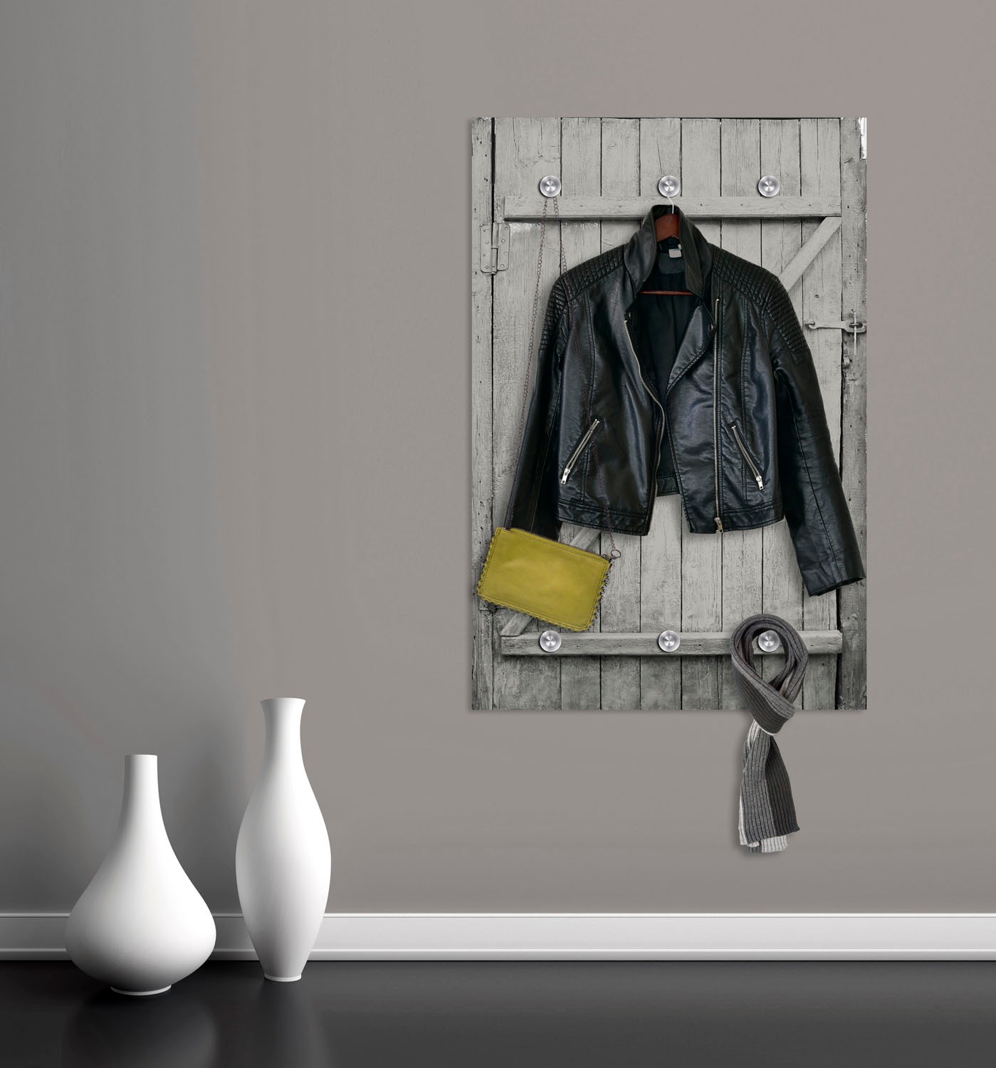 queence Garderobenleiste "Holztür" mit 6 Haken, 80 x 120 cm günstig online kaufen