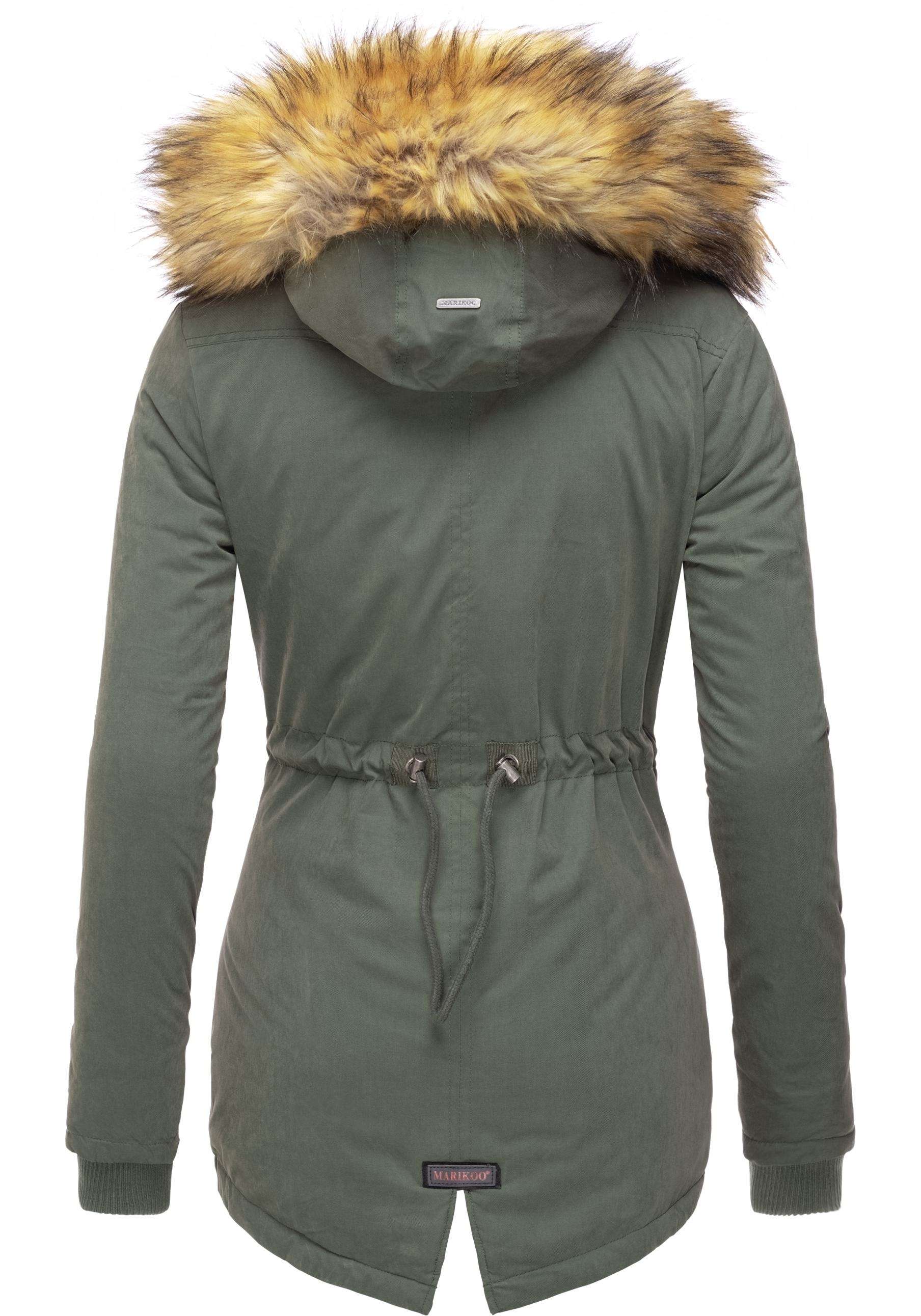 Marikoo Wintermantel »Akira«, edler Winterparka mit Kunstfellkapuze