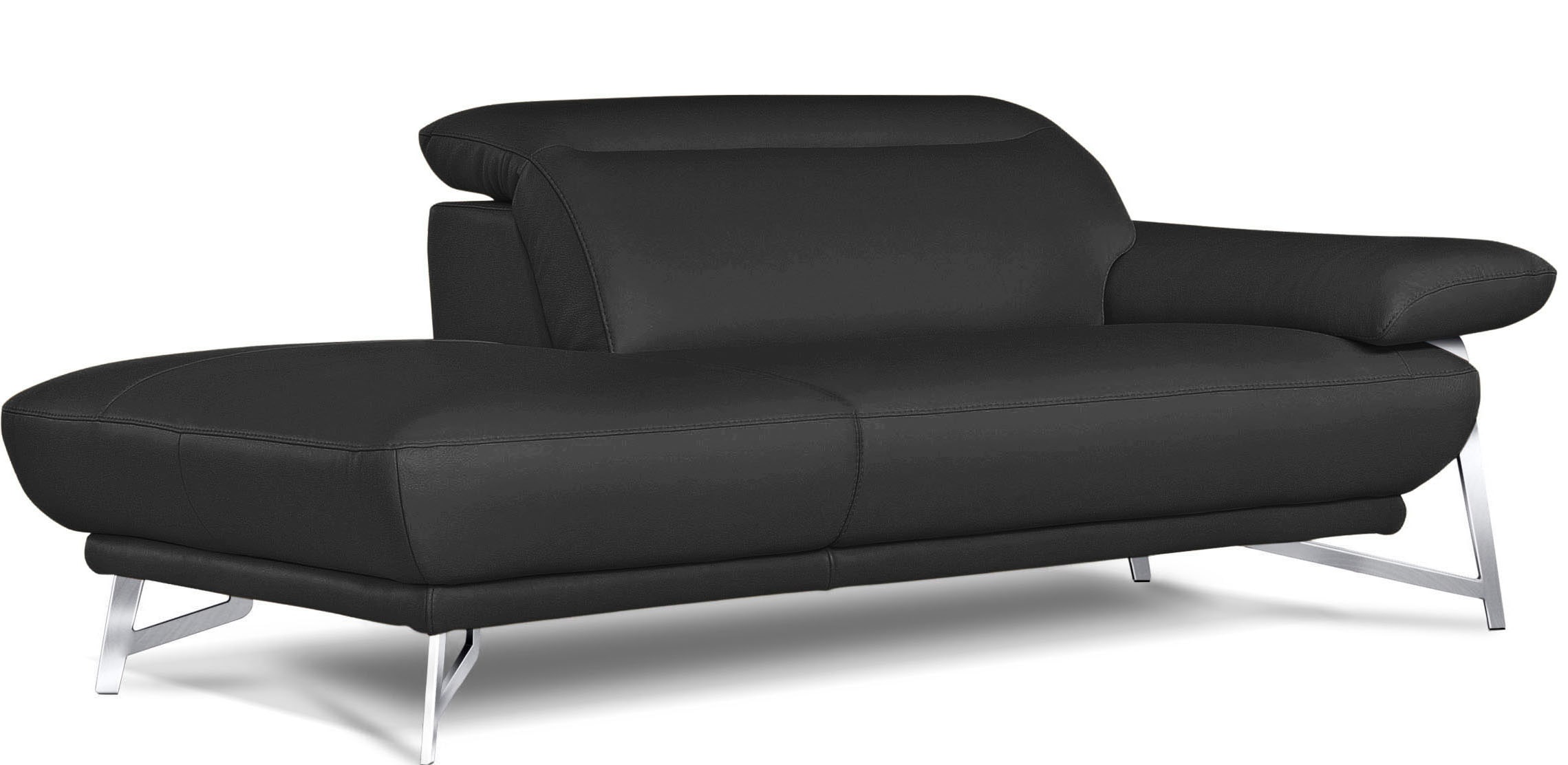 Egoitaliano Ottomane »Anais, erstklassiges Designsofa, Breite 179 cm, Fußfarbe chrom«, Kopfteil verstellbar, Leder BULL, schwarz