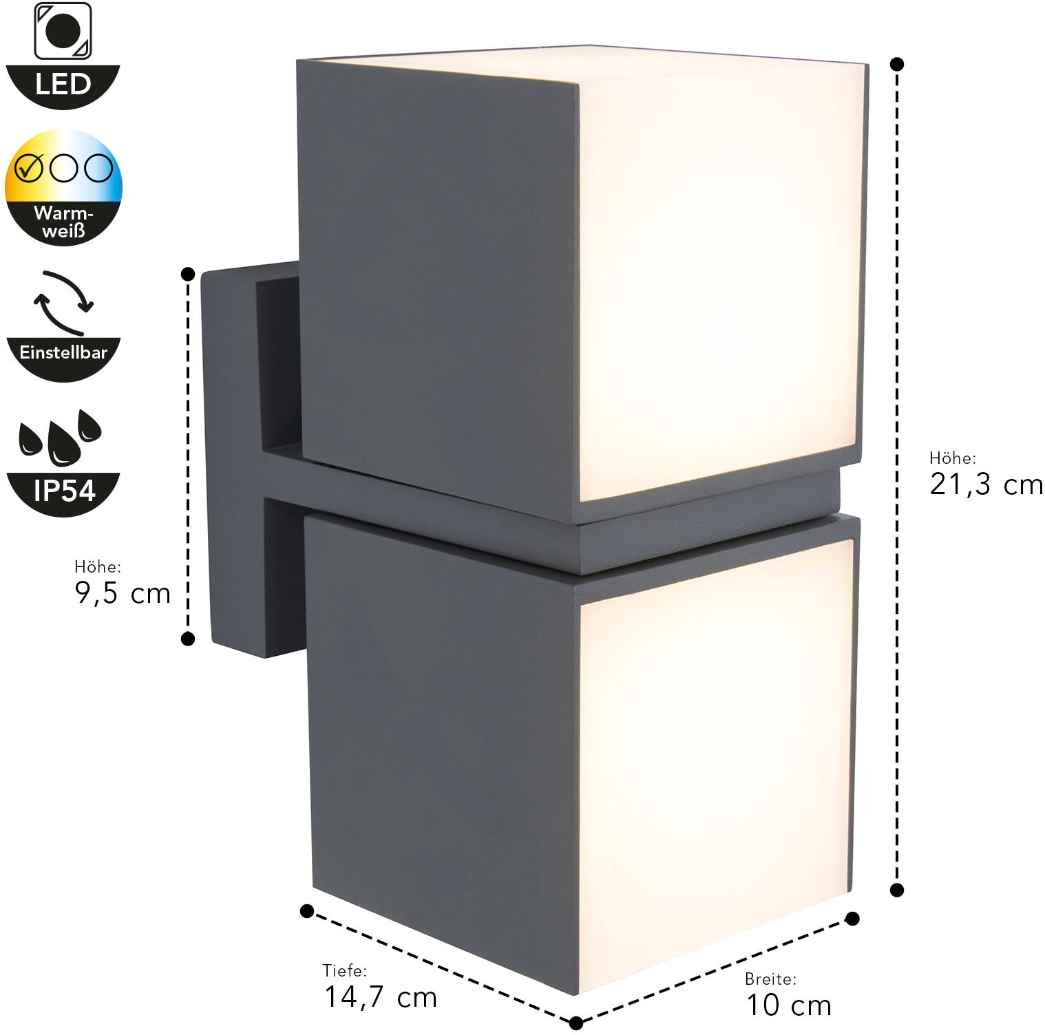 LUTEC LED Außen-Wandleuchte »CUBA«, drehbar