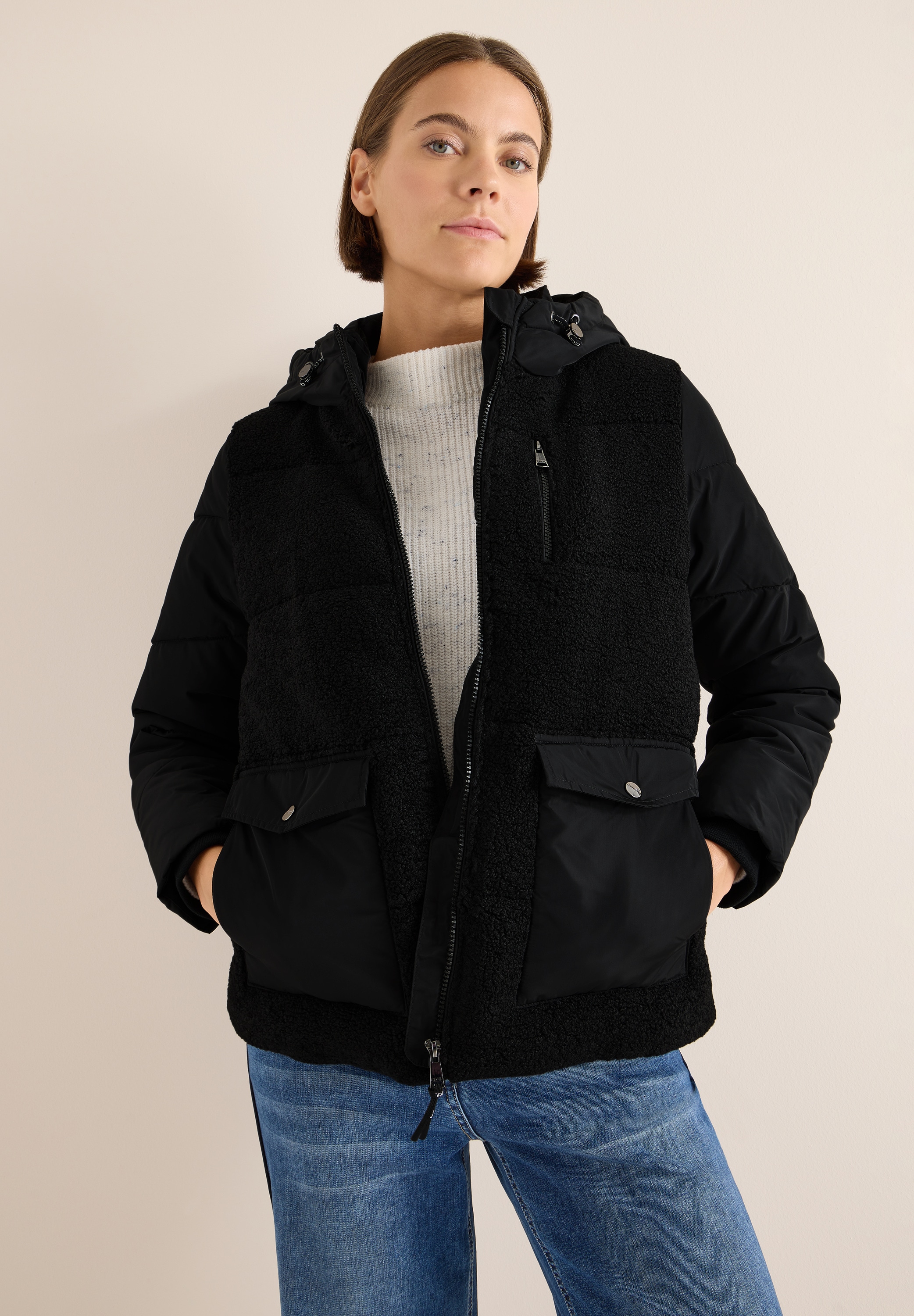 Cecil Fellimitatjacke, mit Kapuze, mit Kapuze günstig online kaufen