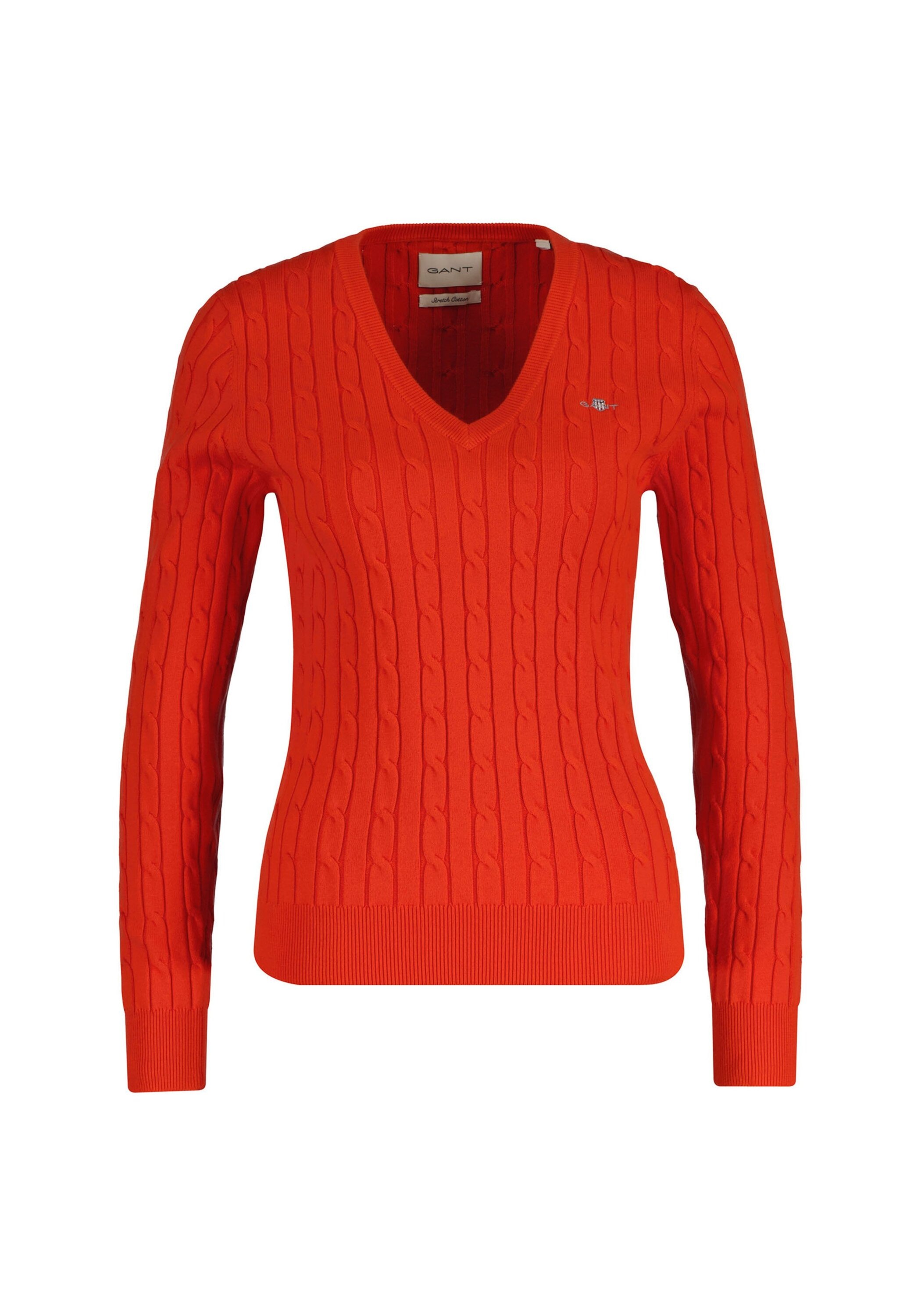 Gant Sweater "Strickpullover STRETCH COTTON CABLE V-NECK" günstig online kaufen