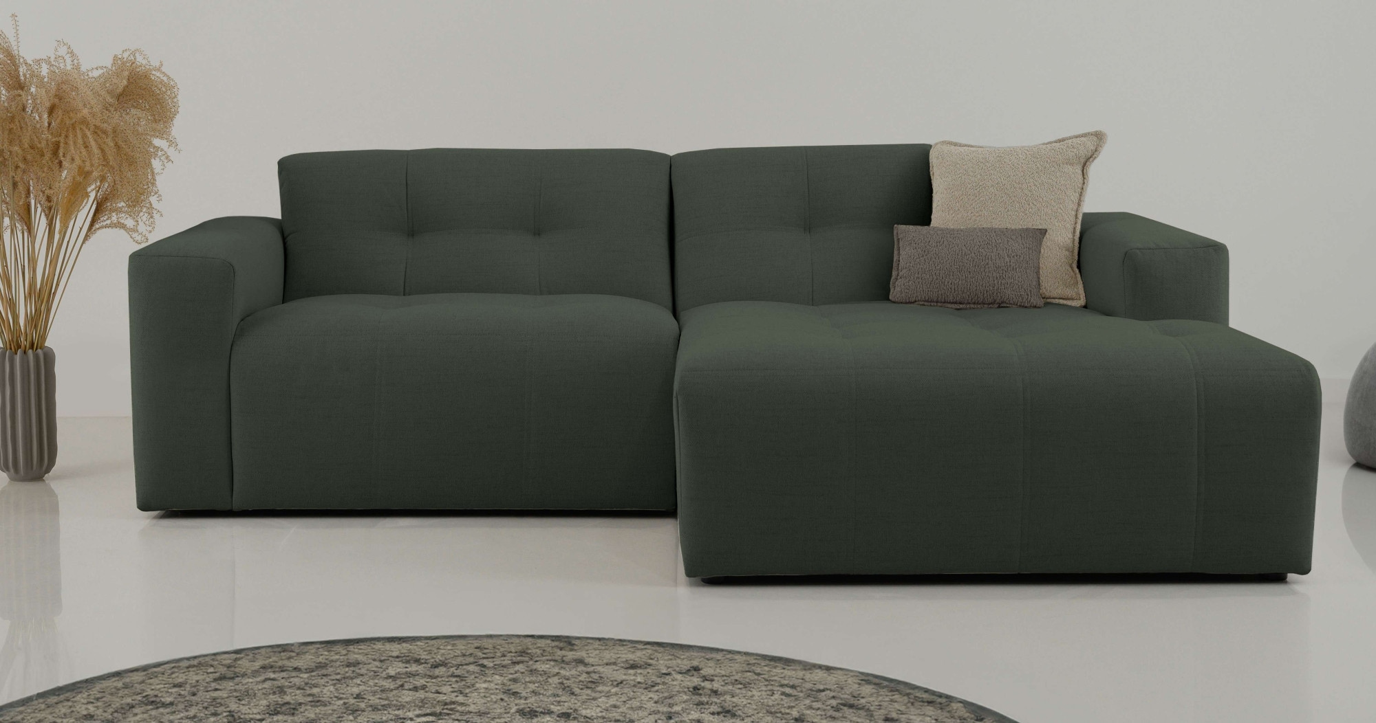 OTTO home Ecksofa "Tapley" Breite 221 cm,Boucle, Struktur fein, mit Knopfst günstig online kaufen