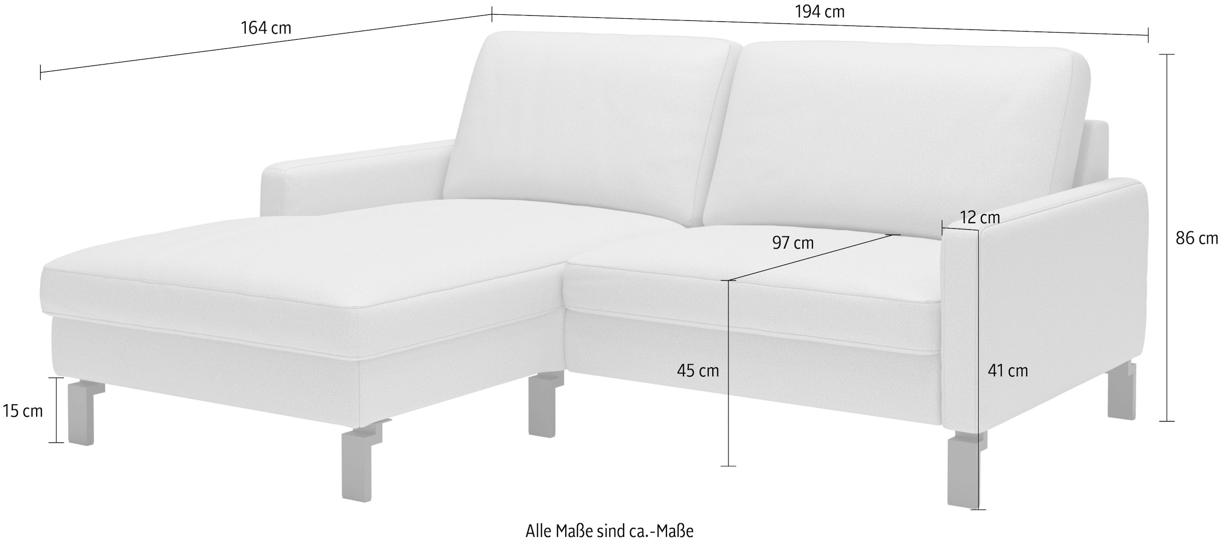 Home affaire Ecksofa »Lecce, L-Form, Federkernpolsterung, Breite 194 cm« inkl. saugroboterfreundliche Höhe & schmale Armlehnen