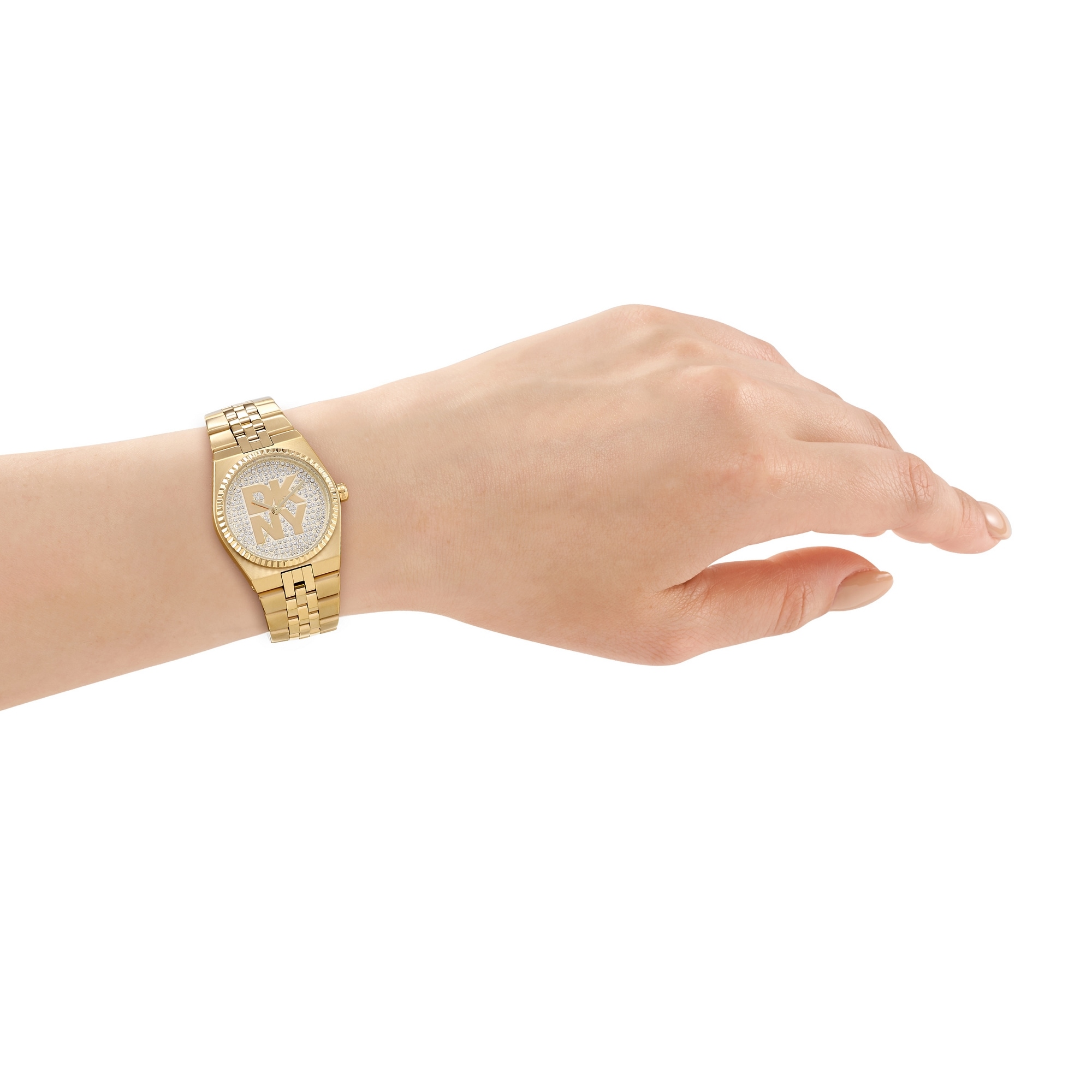 DKNY Quarzuhr »Logo Watch« Armbanduhr, Damenuhr, Edelstahlarmband, analog