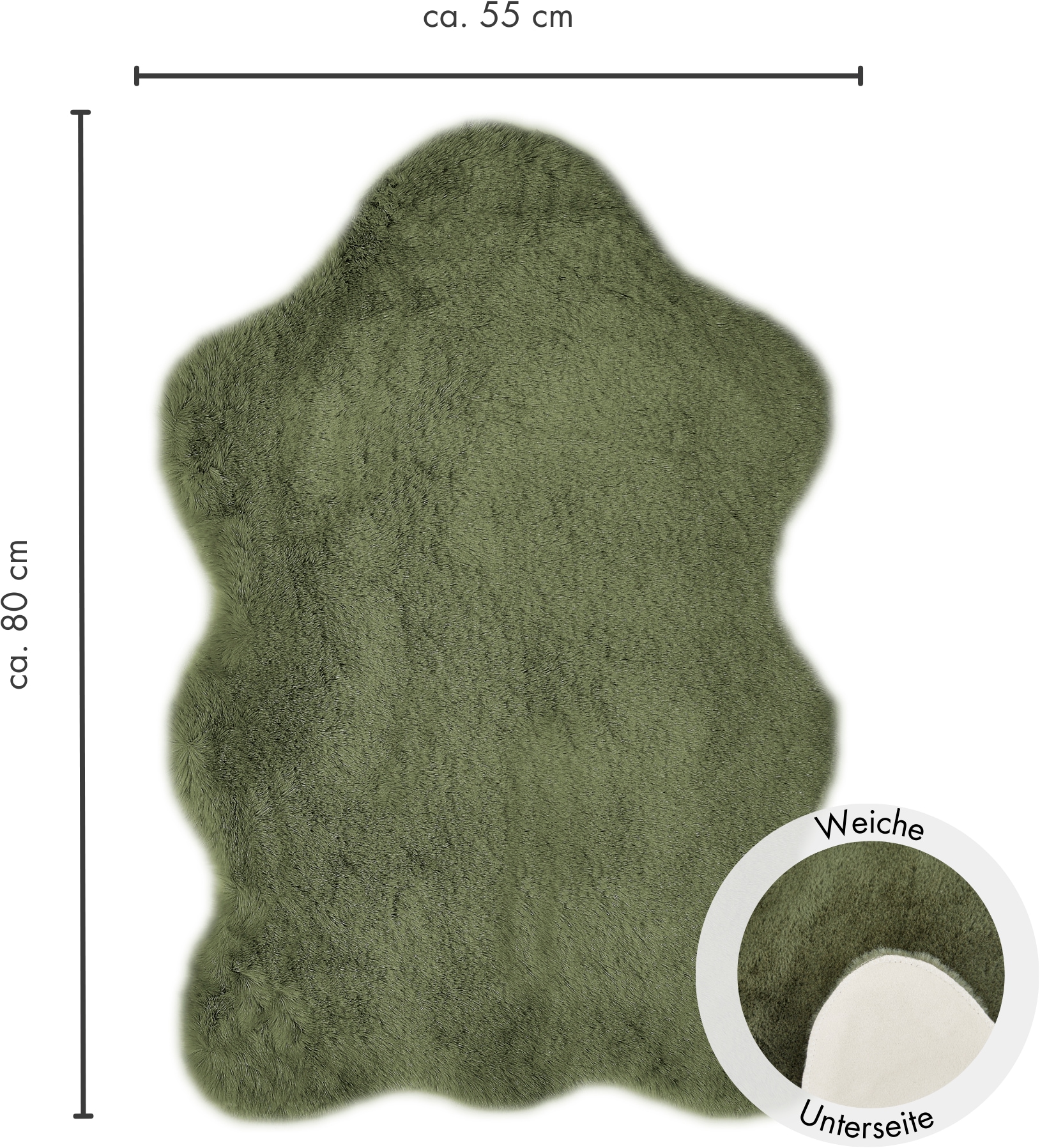 LUXOR living Fellteppich »Novara« fellförmig 30 mm Höhe Kunstfell, weiche Kaninchenfell-Haptik, waschbar, auch als 2er Set