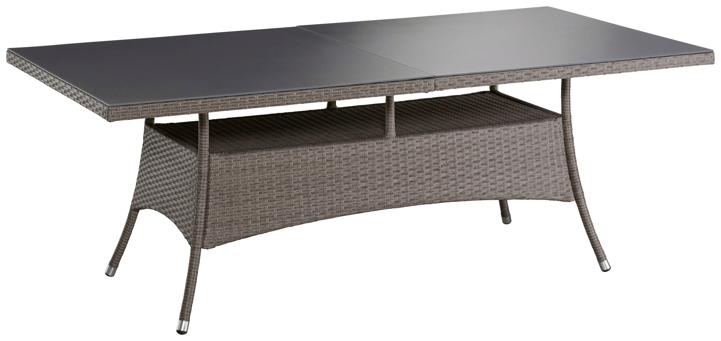 Garten-Essgruppe KONIFERA "Mailand", grau (grau, braun), Polyrattan, Sitzmöbel-Sets, Polyrattan, verzinkter Stahl, Ablagefläche unter der Tischplatte 3