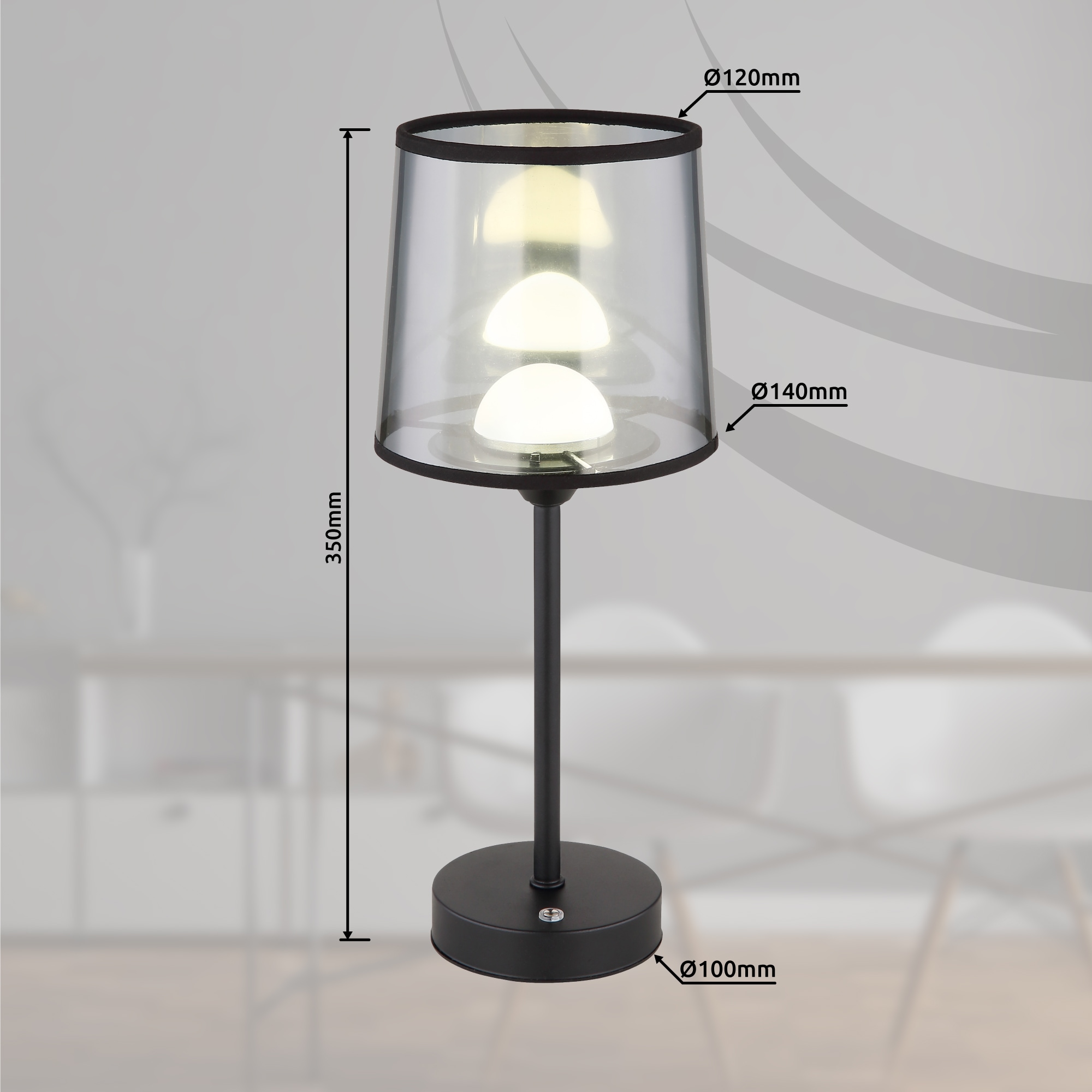 GLOBO LIGHTING LED Tischleuchte »LUNKI«, Leuchtmittel LED-Modul | LED fest integriert, Tischlampe/Textil rauchfarben/Touch Ein/Aus/Wohnzimmer/Schlafzimmer