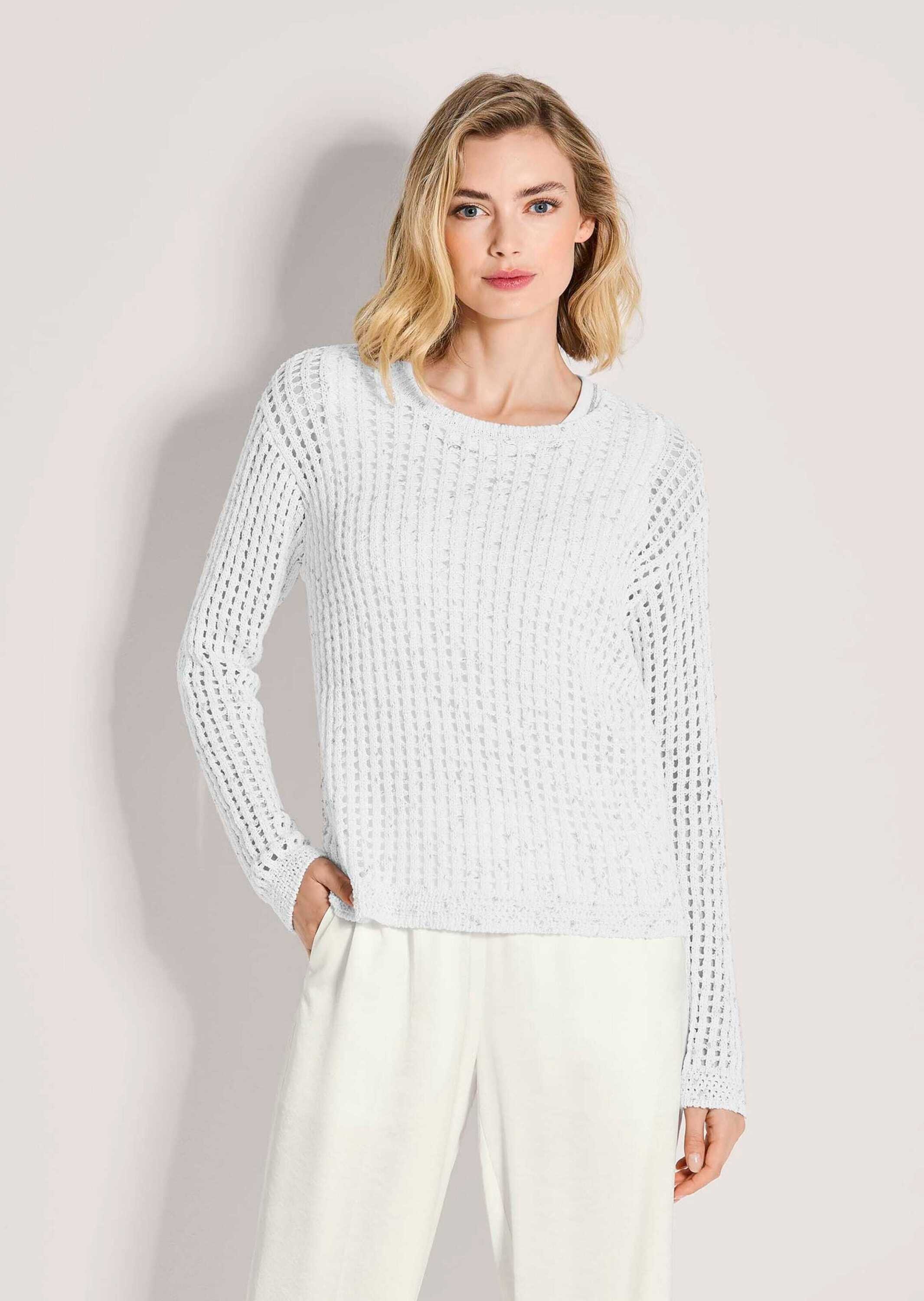 Thumbnail - MADELEINE Longpullover "Strickpullover Ajourpullover mit Glanzeffekt" Dezenter Glanz