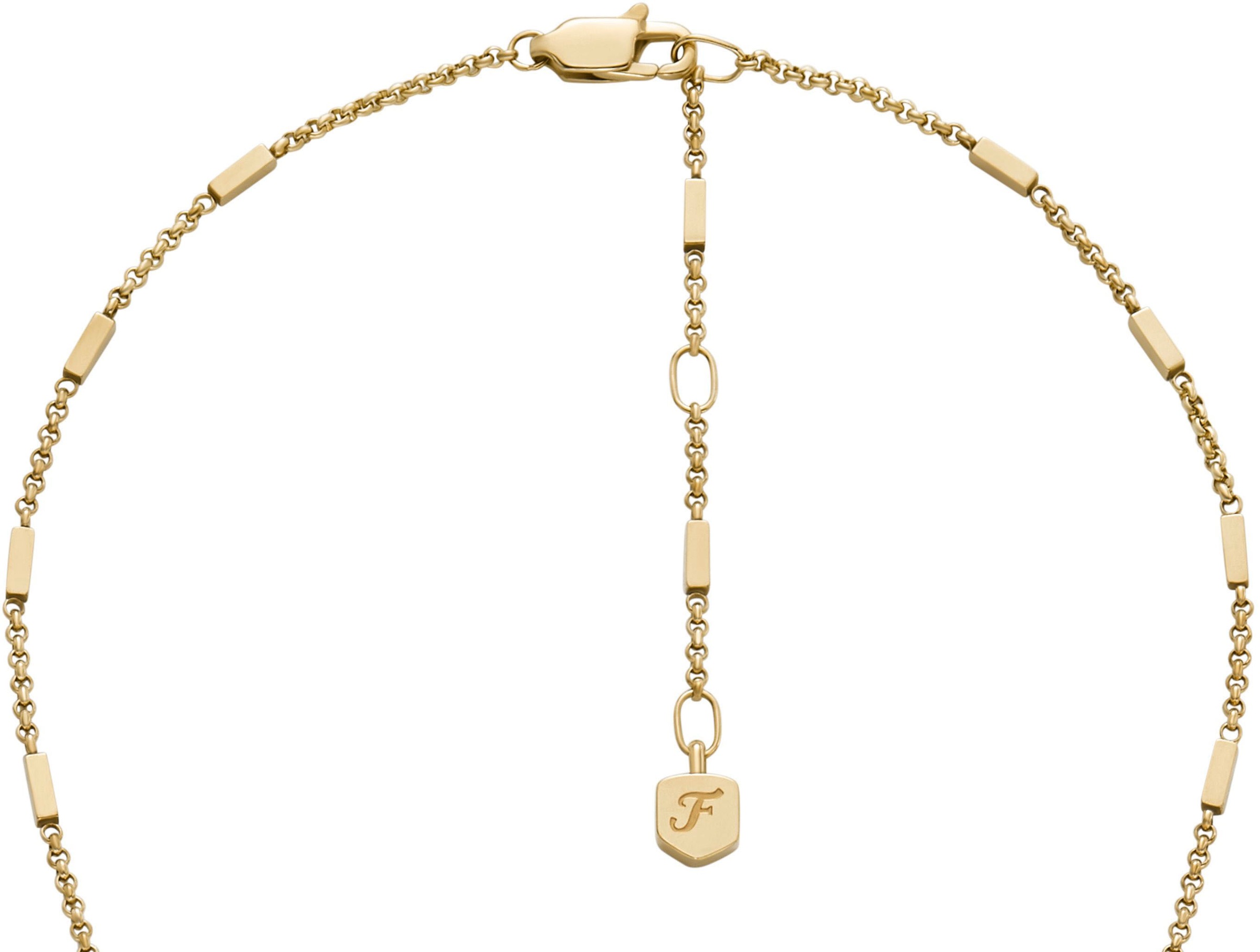 Y-Kette FOSSIL "Schmuck Geschenk Edelstahl Halskette Jewelry", gold (gelbgoldfarben), Halsketten, Damen, Edelstahl, L: 51 B: 1,4mm, B:1,4mm 3