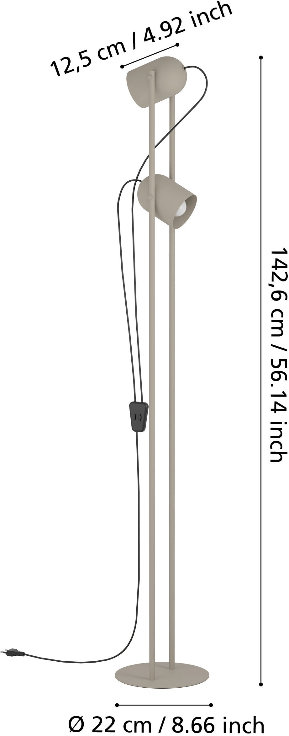 EGLO Stehlampe »TILSTON Stehlampe - Stahl - E14 - 2X8W - IP20« E14 1 Stk. Standlampe, 2 schwenkbare Spots, Leselampe, L12,5 x B13 x H142,5 cm