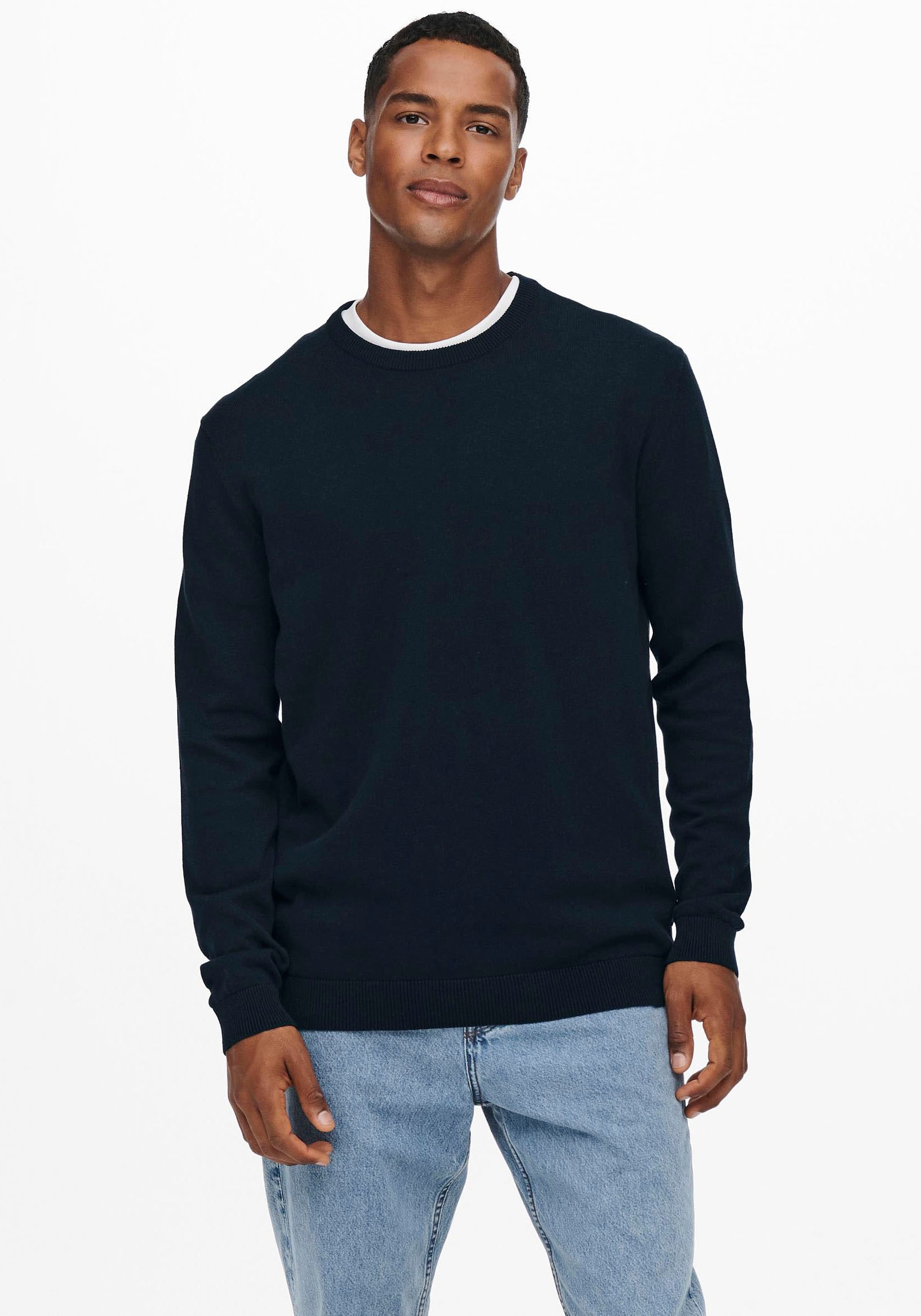 ONLY & SONS Rundhalspullover "ONSALEX 12 SOLID CREW NECK KNIT" günstig online kaufen