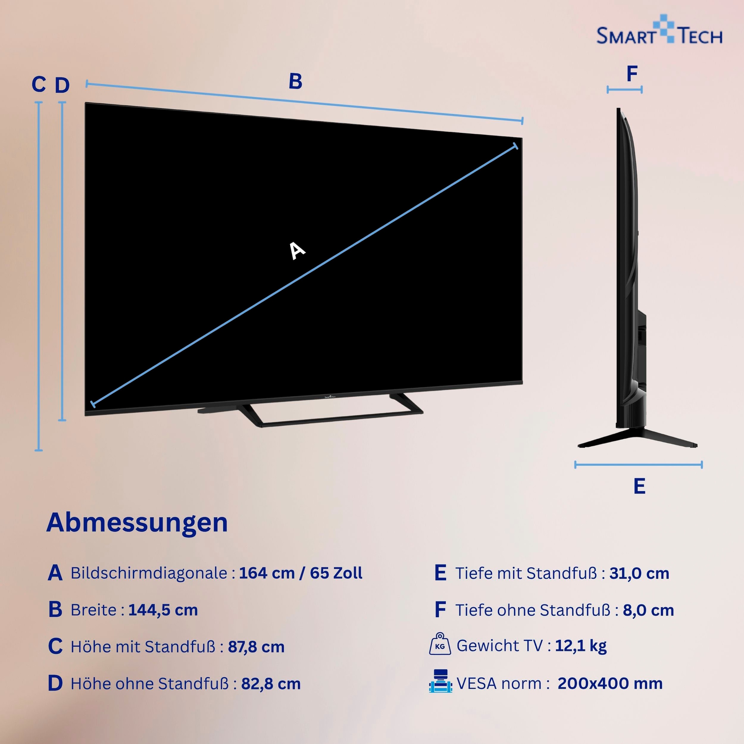 Smart Tech QLED-Fernseher »65QG06K« 164 cm/65 ″