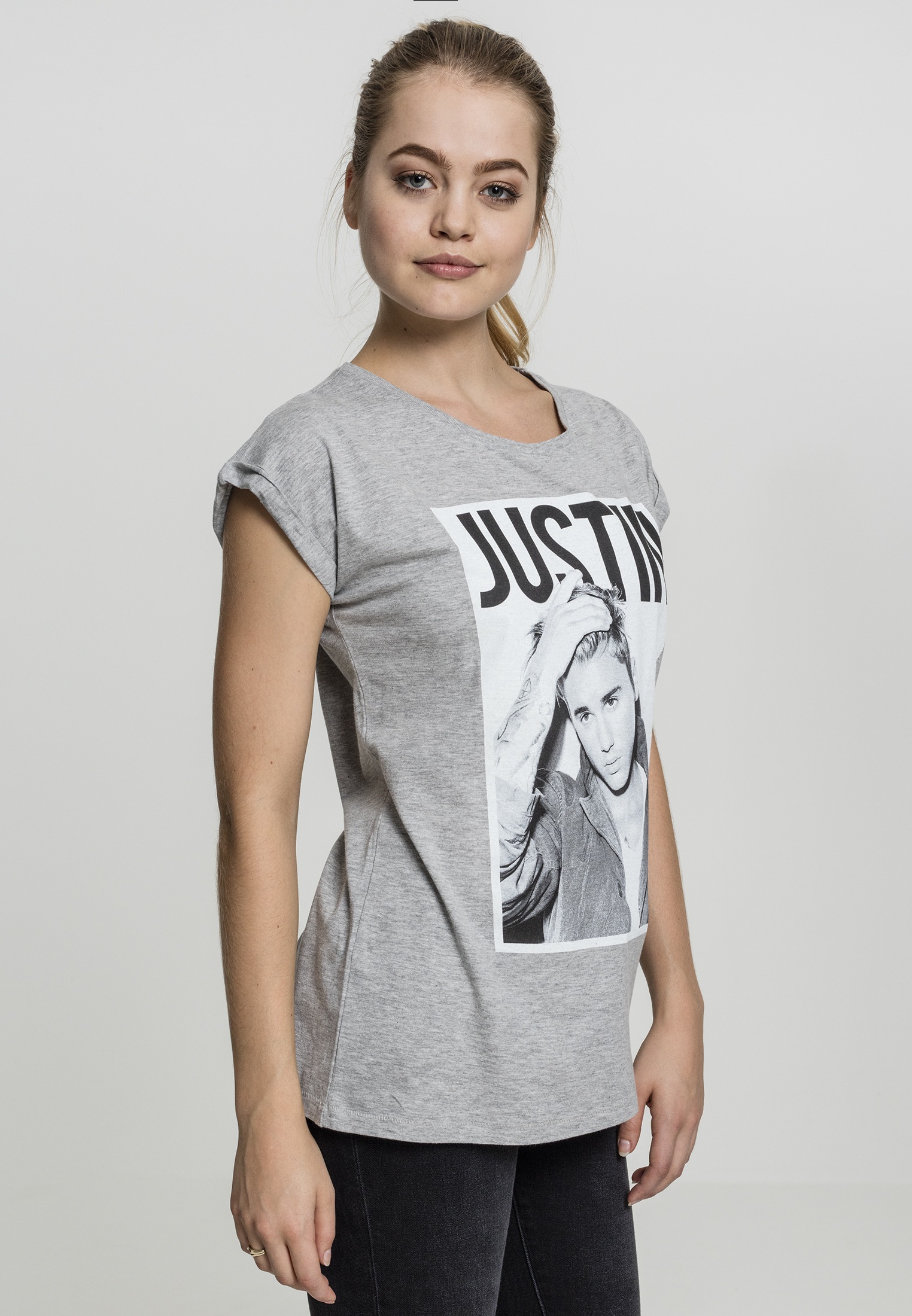 Merchcode Kurzarmshirt »Damen Ladies Justin Bieber Tee«, (1 tlg.)