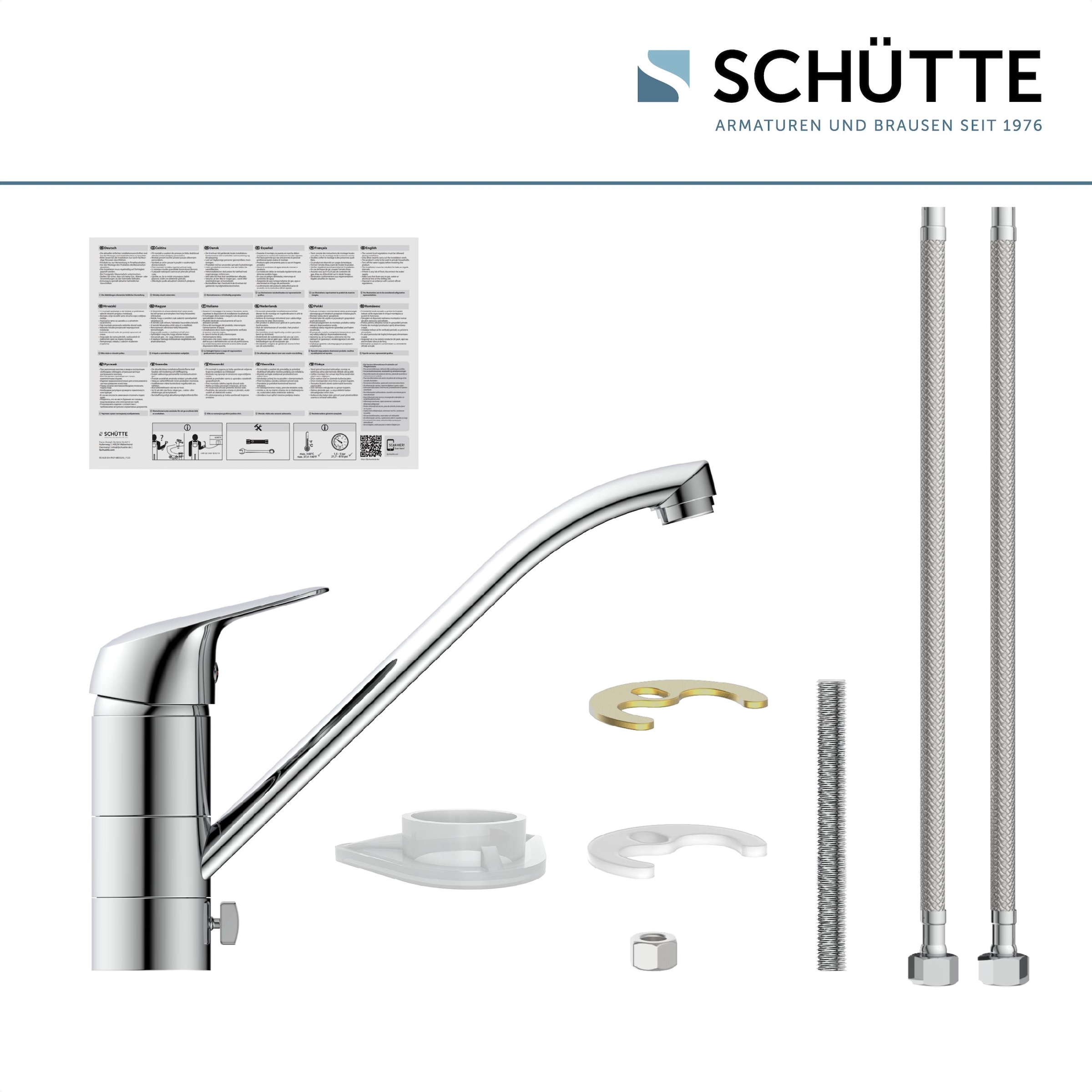 Schütte Spültischarmatur »LUCA« für Unterfenster-Montage, Wasserhahn Küche in Chrom, Hochdruck