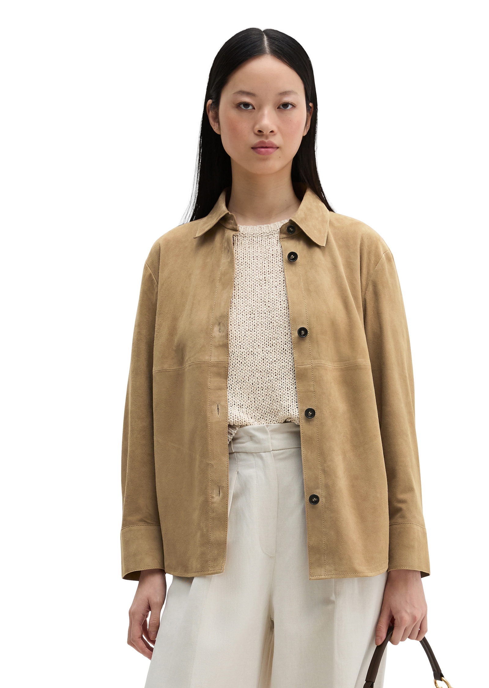 Marc OPolo Langarmbluse "aus weichem Ziegen-Veloursleder" günstig online kaufen