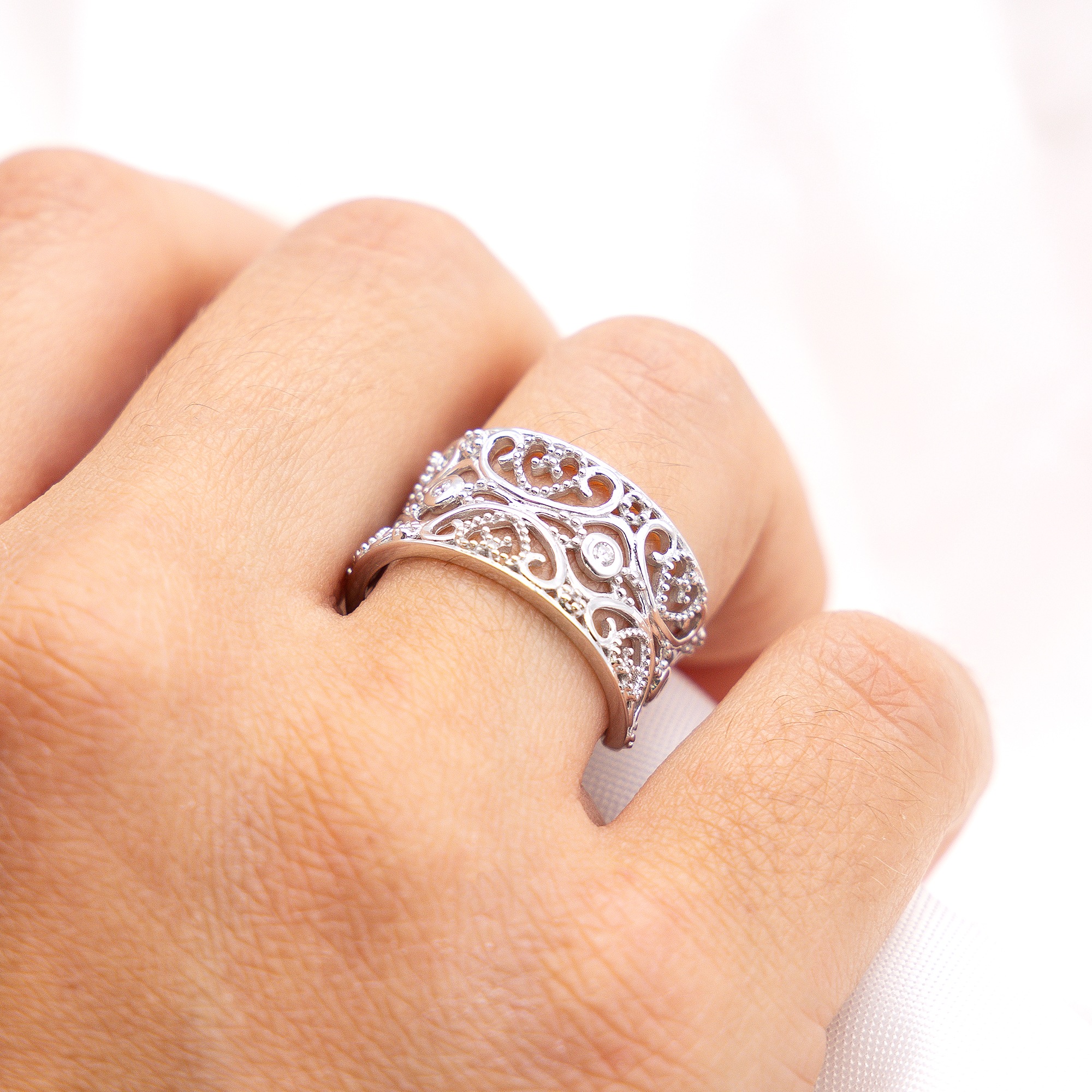 Zeeme Fingerring »Silber 925 rhodiniert Zirkonia weiß«