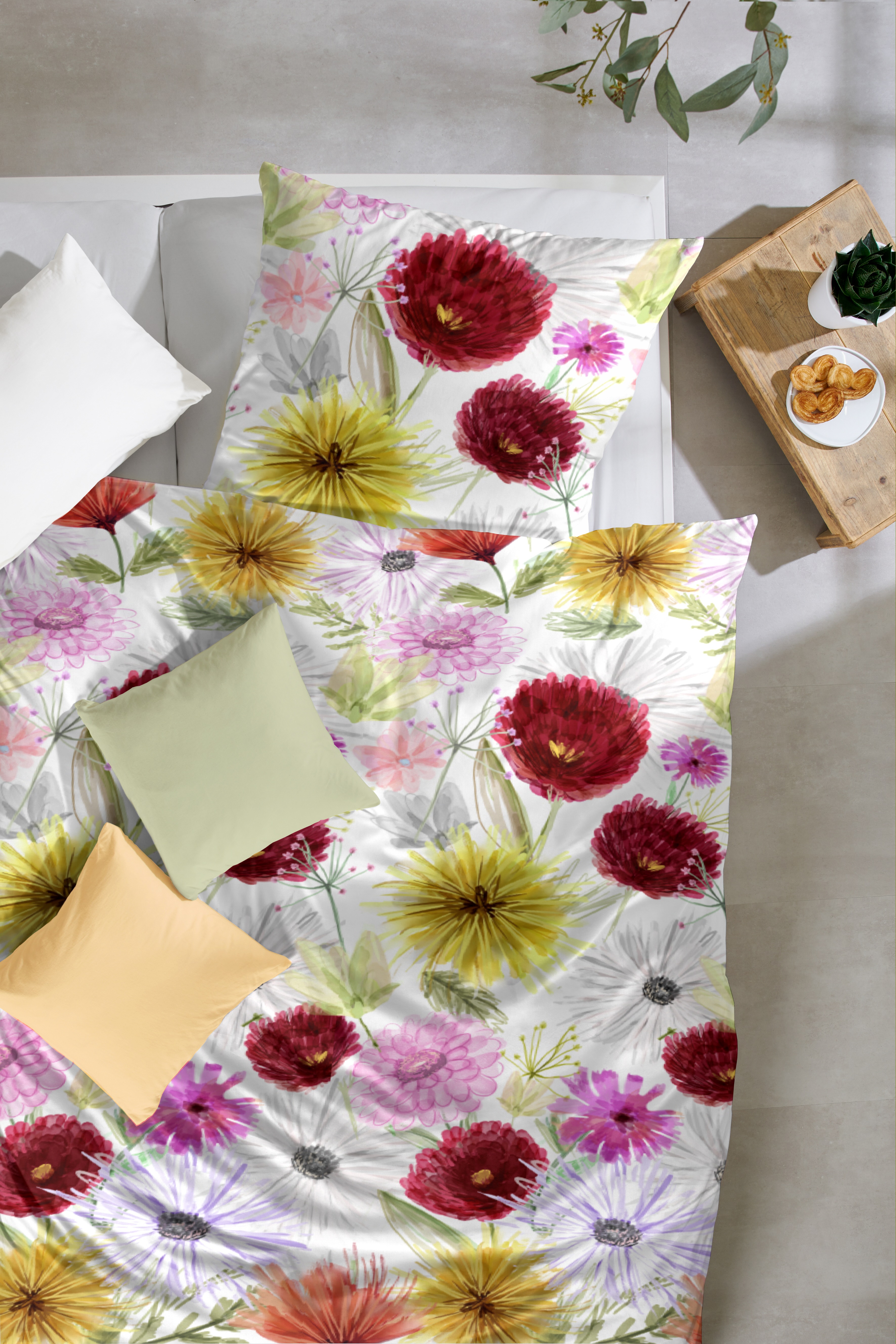 Thumbnail - Primera Bettwäsche "Mako-Satin-Bettwäsche Summer Time" 2 Stk. tlg. mit bunten Blumen