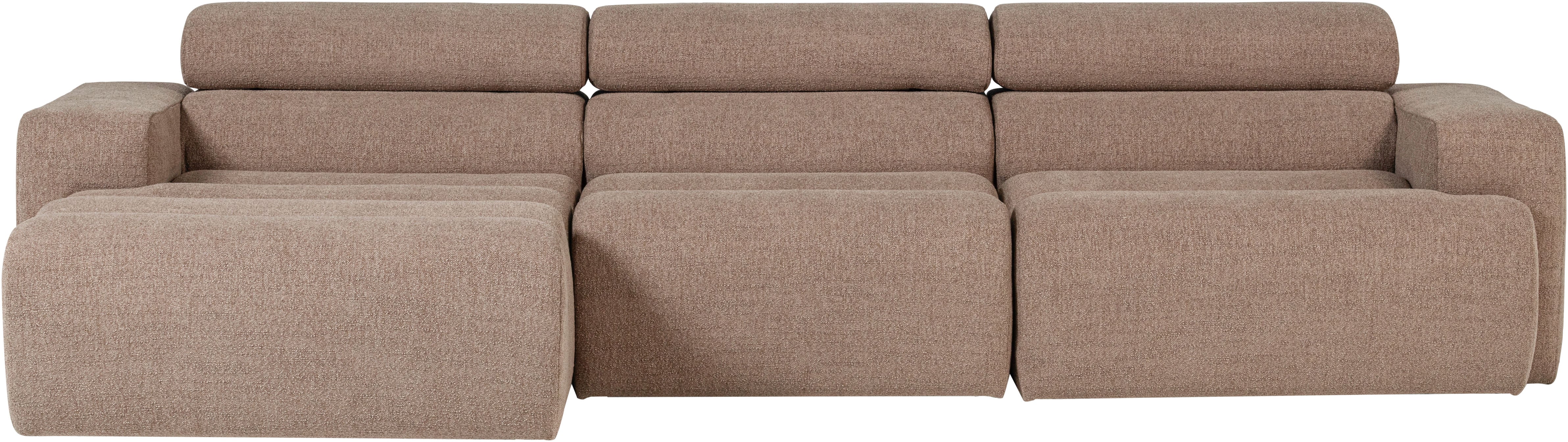 WOOOD Ecksofa "Novi Chaiselongue Bezug mit verstellbarer Nackenstütze 300x173x73 cm" Links, Tragkraft 360 kg, Maximale Verschleißfestigkeit, Bouclé-Bezug
