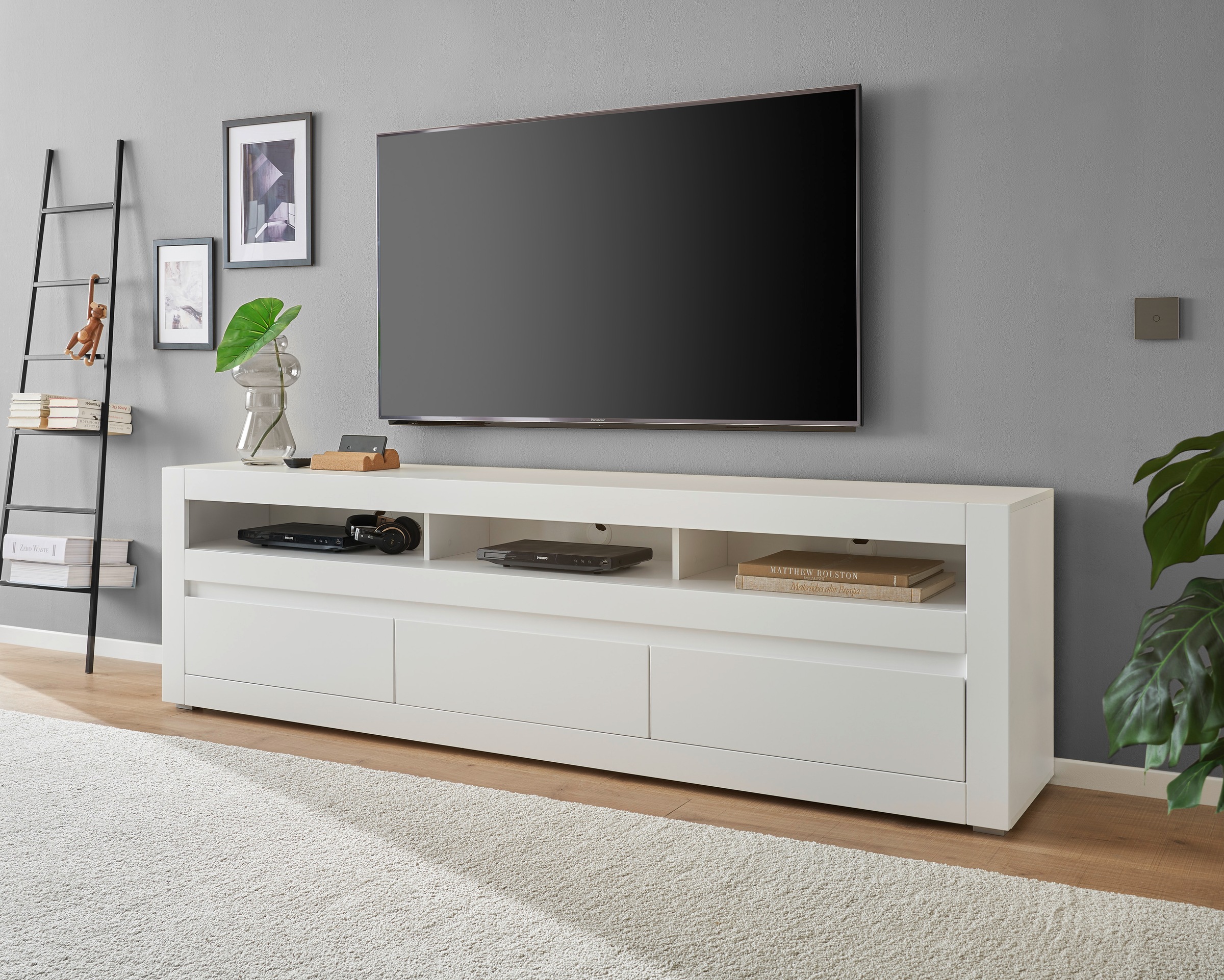 INOSIGN Lowboard »Chester, moderner TV-Unterschrank, Kommode mit Stauraum, Weiß Matt«, (1 St.), austauschbare Blende in Griffleiste, zeitloses Design, 217 cm breit