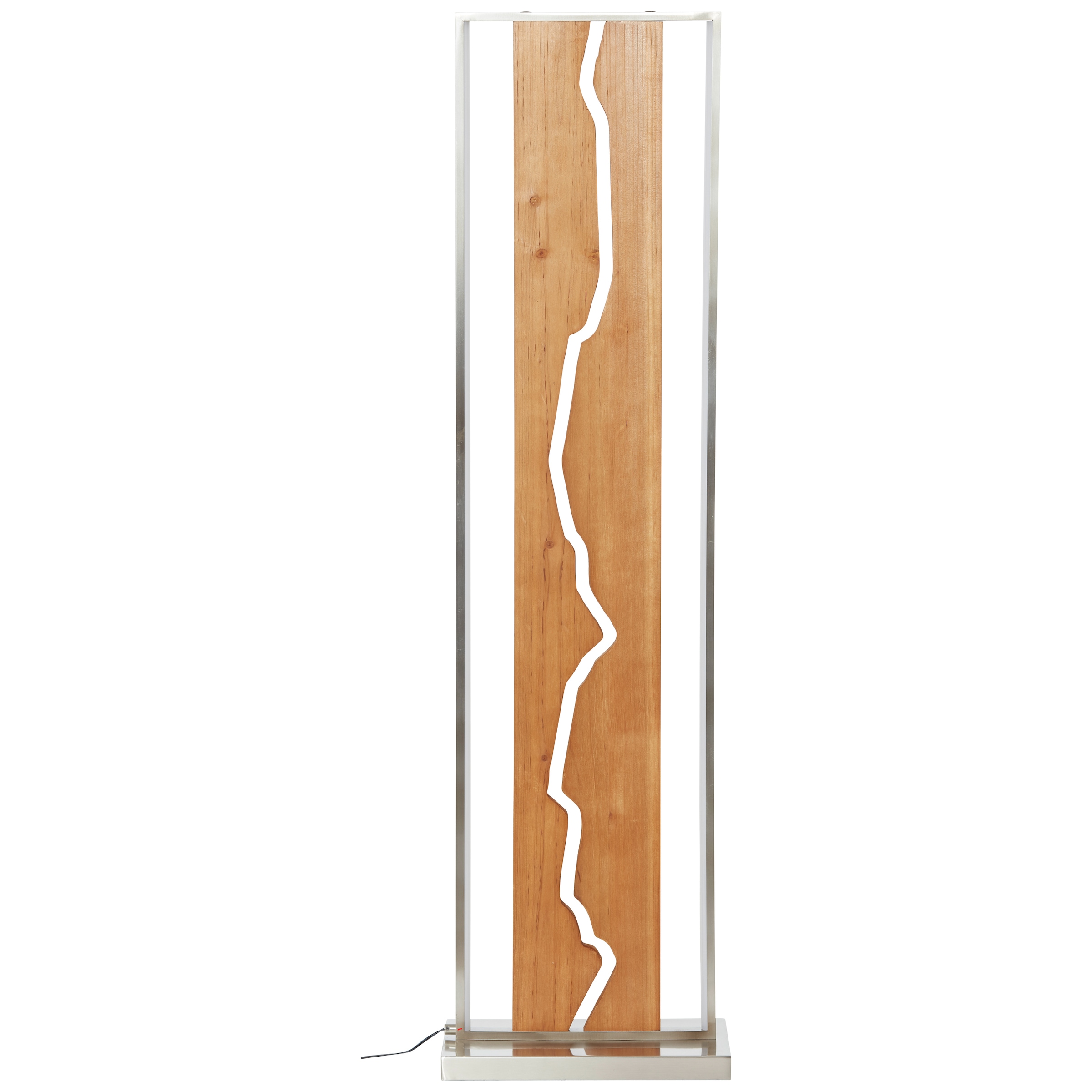 Brilliant LED Stehlampe »Thunder«, 120 cm, 2300 lm, 3000 K, Holz/Metall, braun/nickelfarben