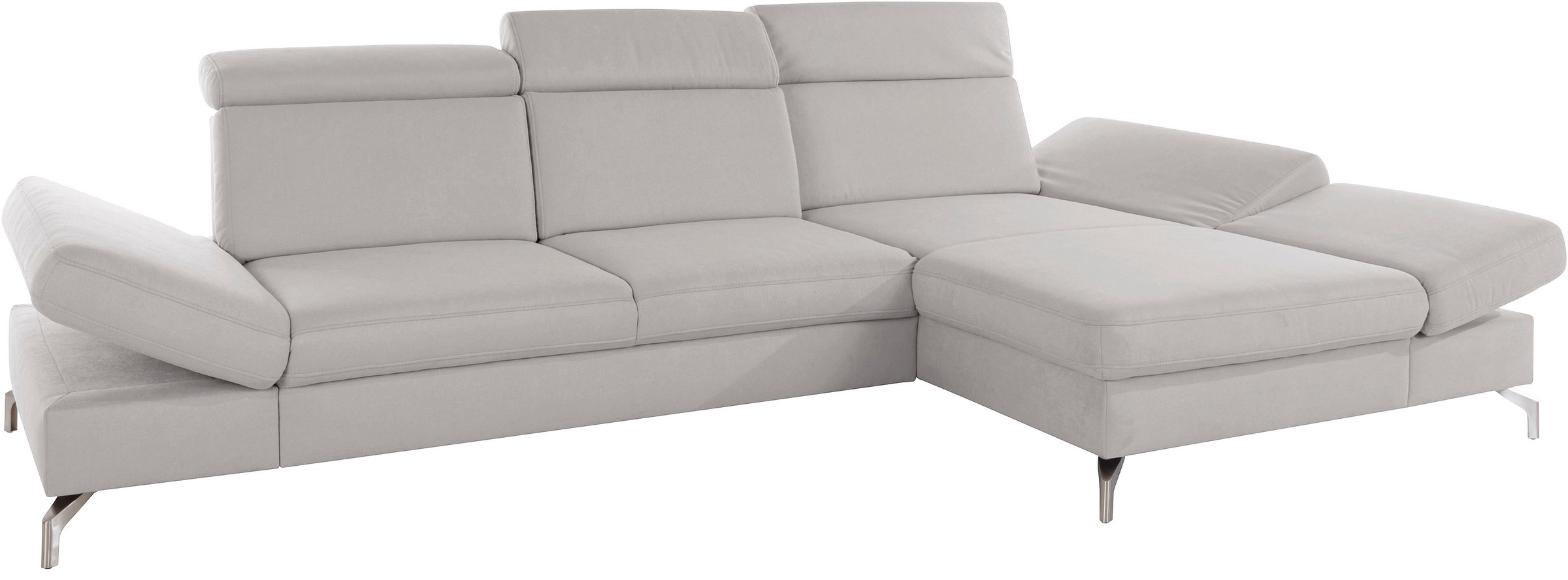 Ecksofa SIT & MORE "Brisbane L-Form", silber, B:319cm T:181cm, Soft clean (98% Polyester, 2% Polyamid), Sofas, Ecksofa, Fußhöhe 12 cm, inklusive Sitztiefen-, Armteil- und Kopfteilverstellung 8