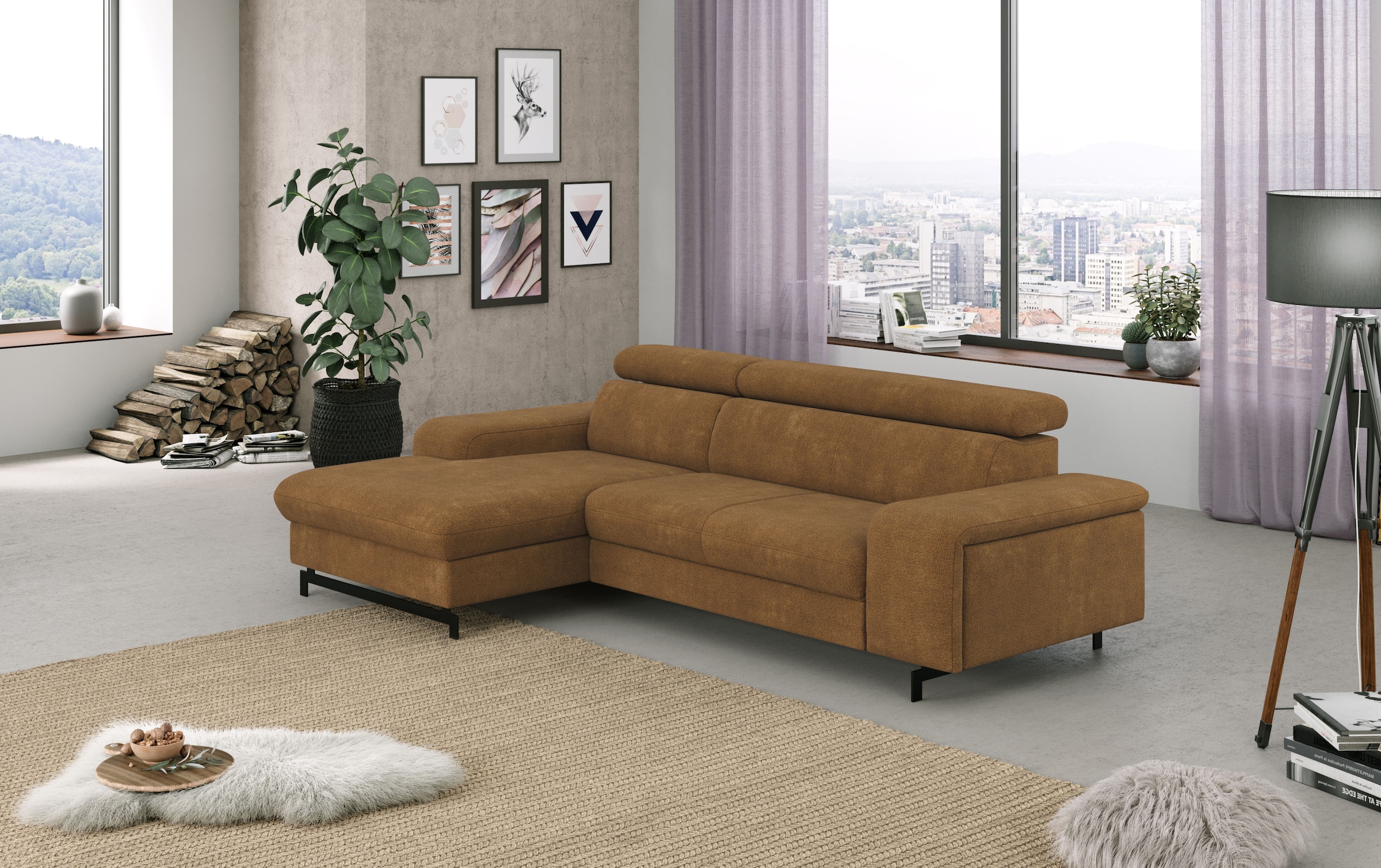 COTTA Ecksofa "Emma L-Form, B: 267 cm" mit Kopfteilverstellung, optional Schlaffunktion & Bettkasten