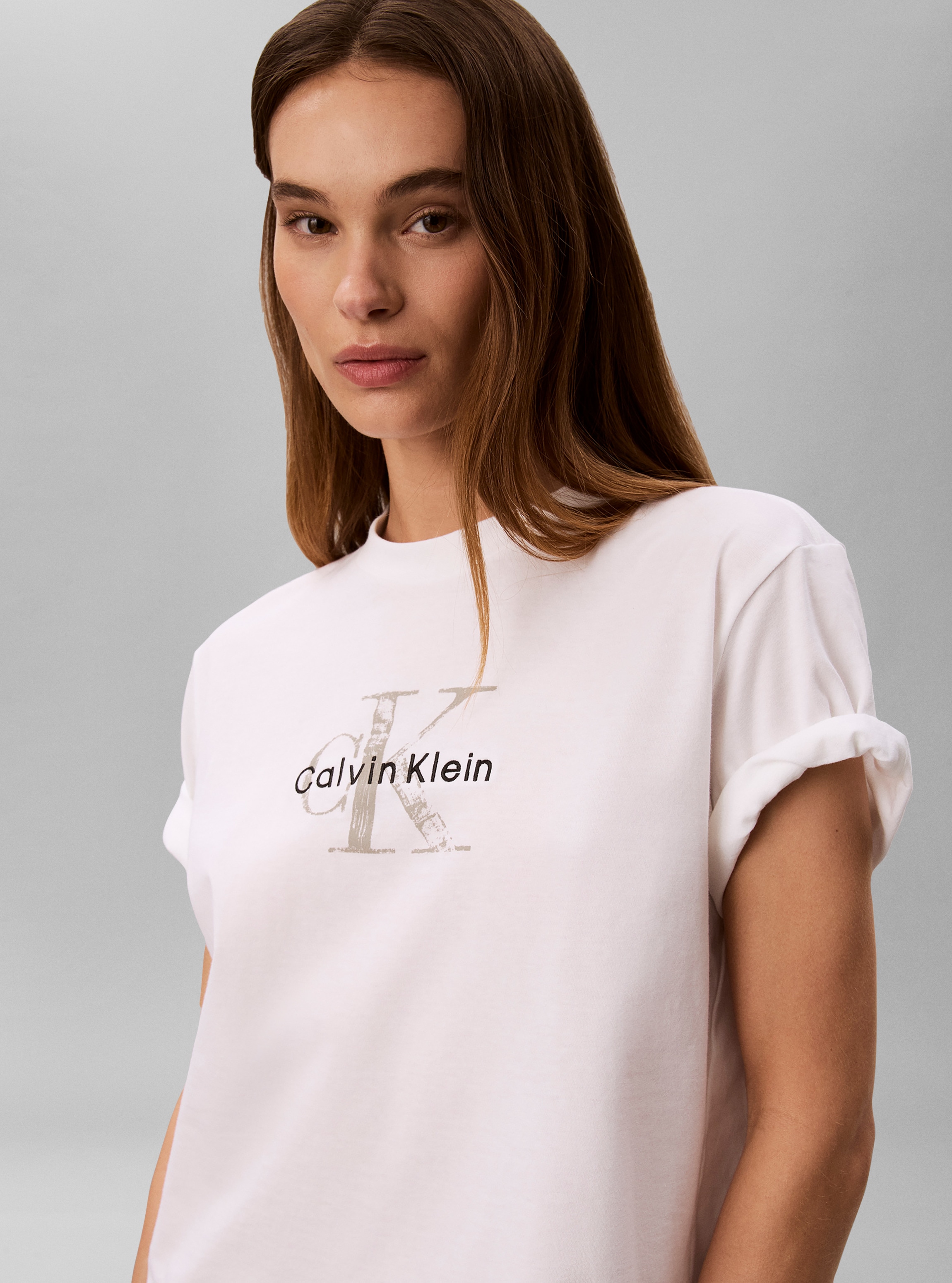 Calvin Klein T-Shirt »BOXY HAND DRAWN MONOLOGO TEE« Regular fit, Logoschriftzug