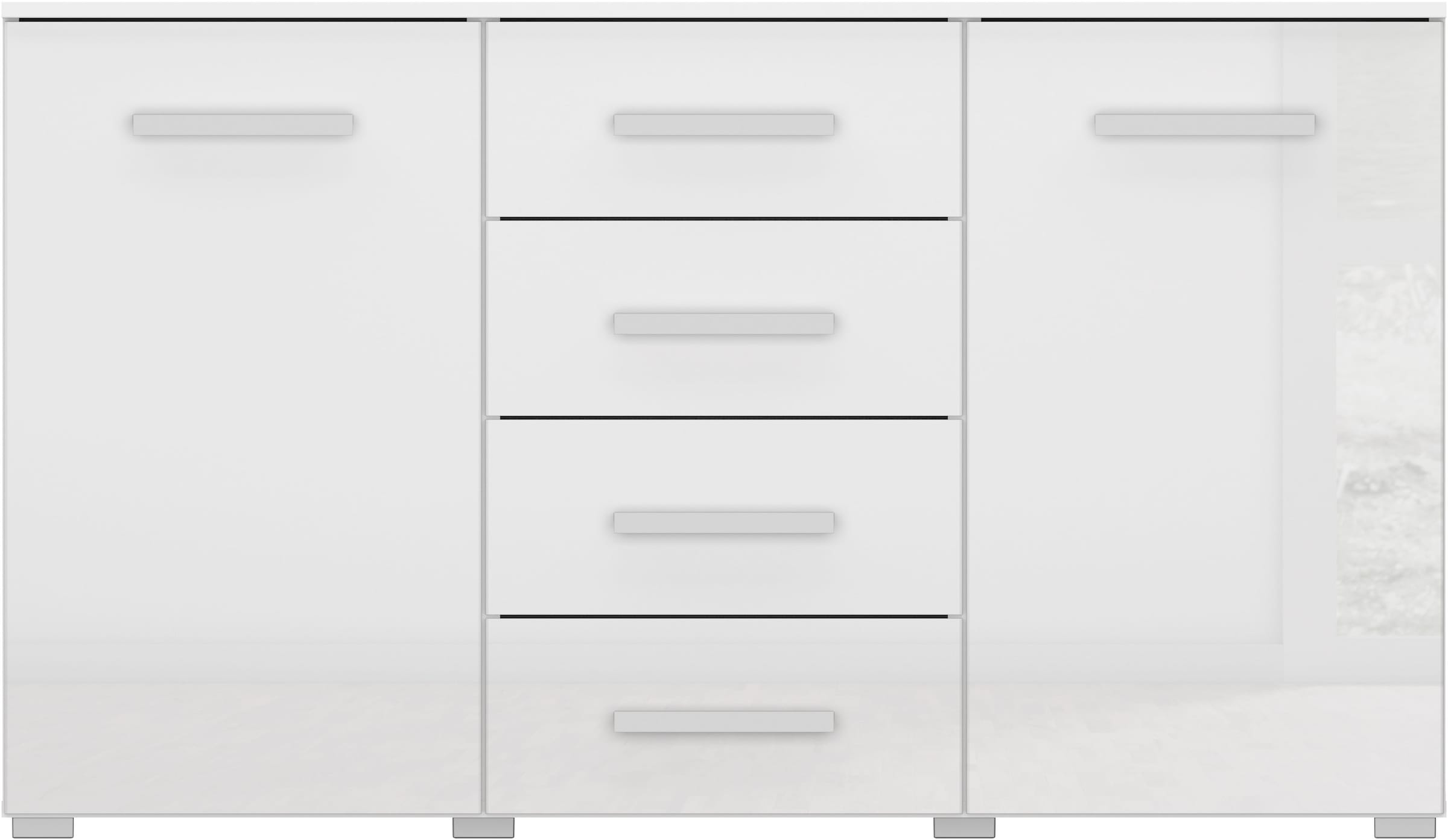 rauch Schubkastenkommode »Sideboard Kommode Kombikommode KOLUNA mit Hochglanzfront«, (Breite 120 cm inkl. Soft-Close-Funktion), vier große Schubladen, mit insgesamt 4 Einlegeböden MADE IN GERMANY