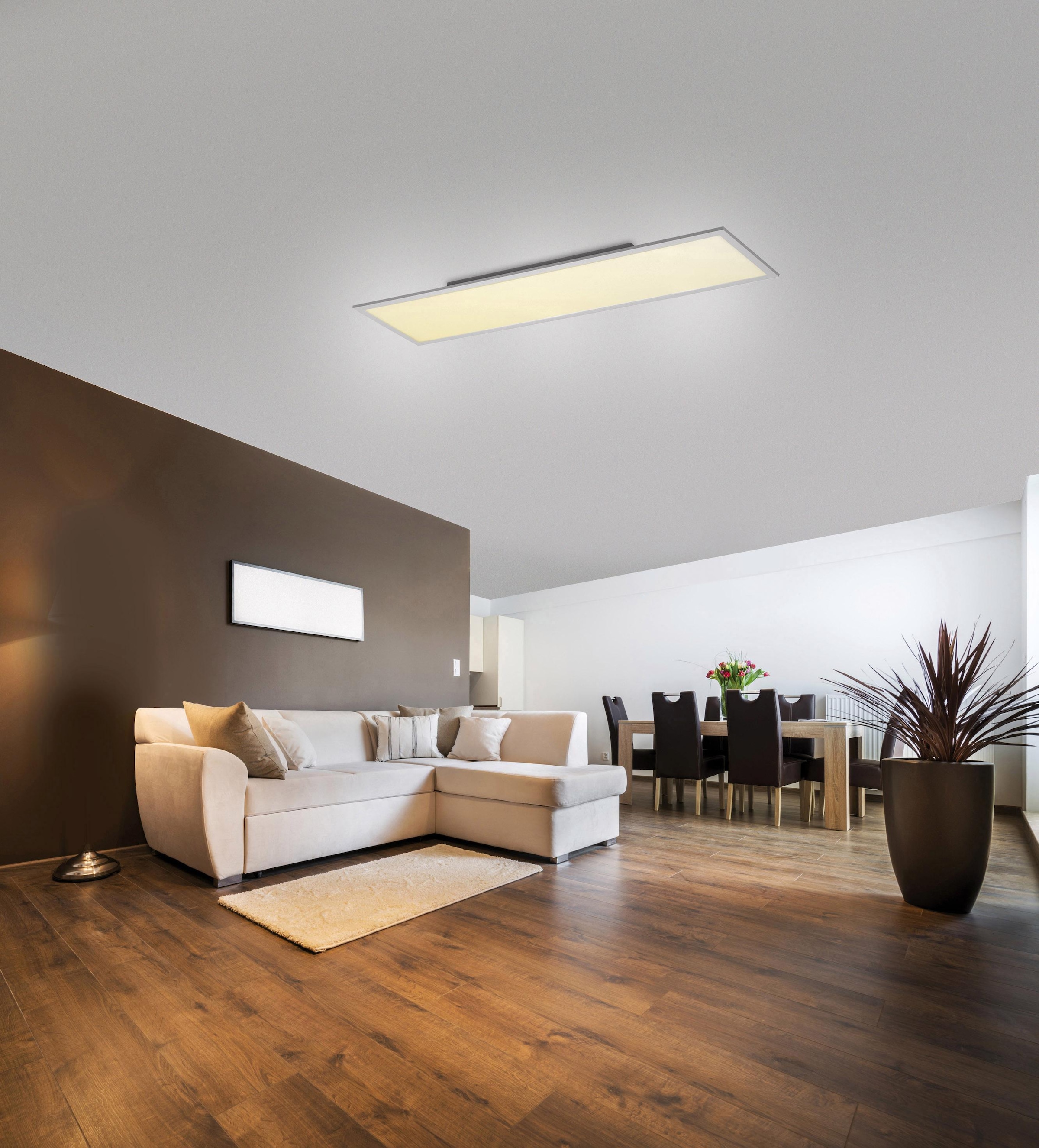 JUST LIGHT Deckenleuchte »FLAT«, 1 flammig, Leuchtmittel LED-Board | LED fest integriert, CCT - Farbtemperaturregelung, Dimmbar über Funkfernbedienung