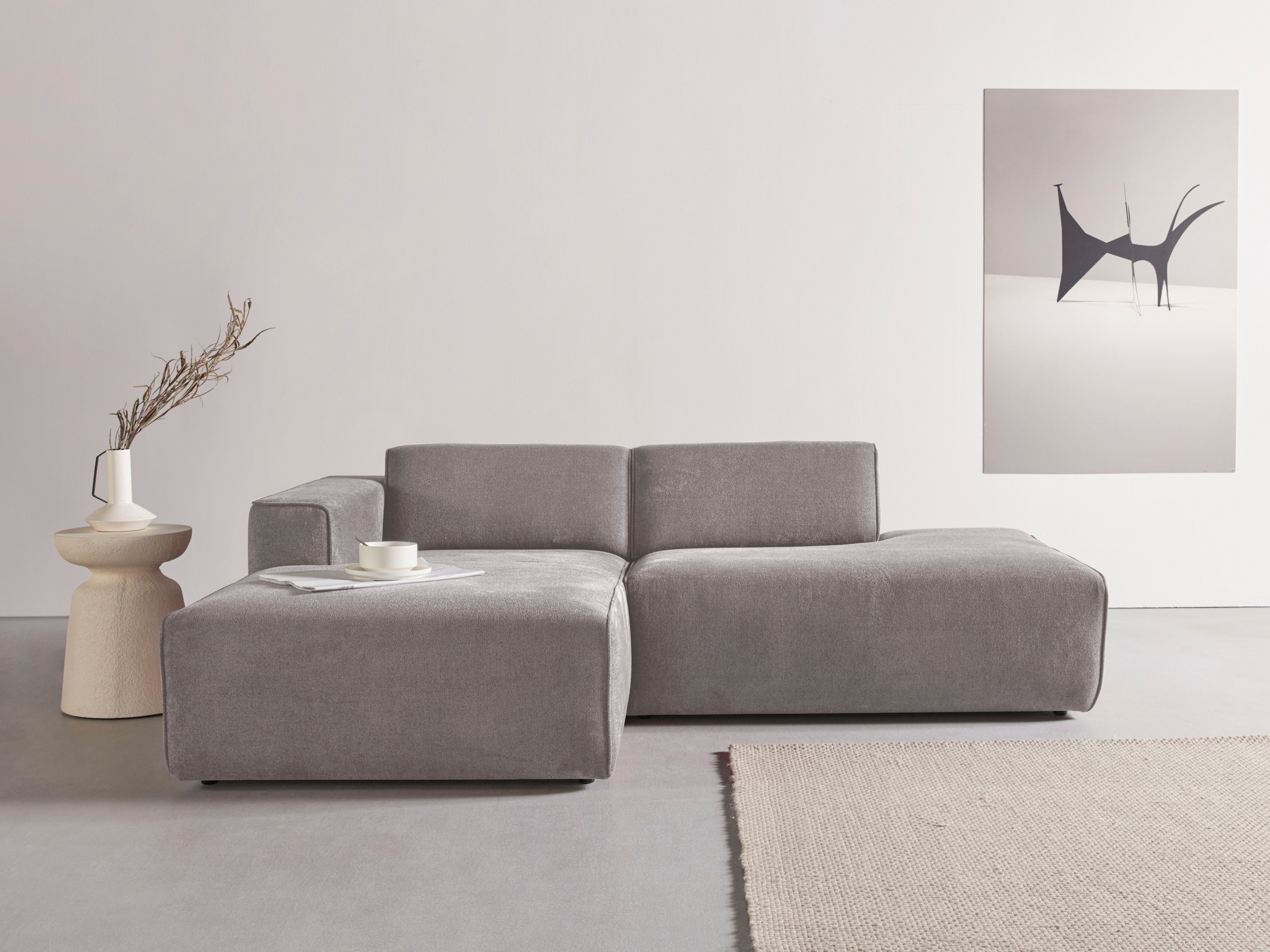 andas Ecksofa »Noord«, mit Kedernaht, Breite 227 cm, Cord, Struktur