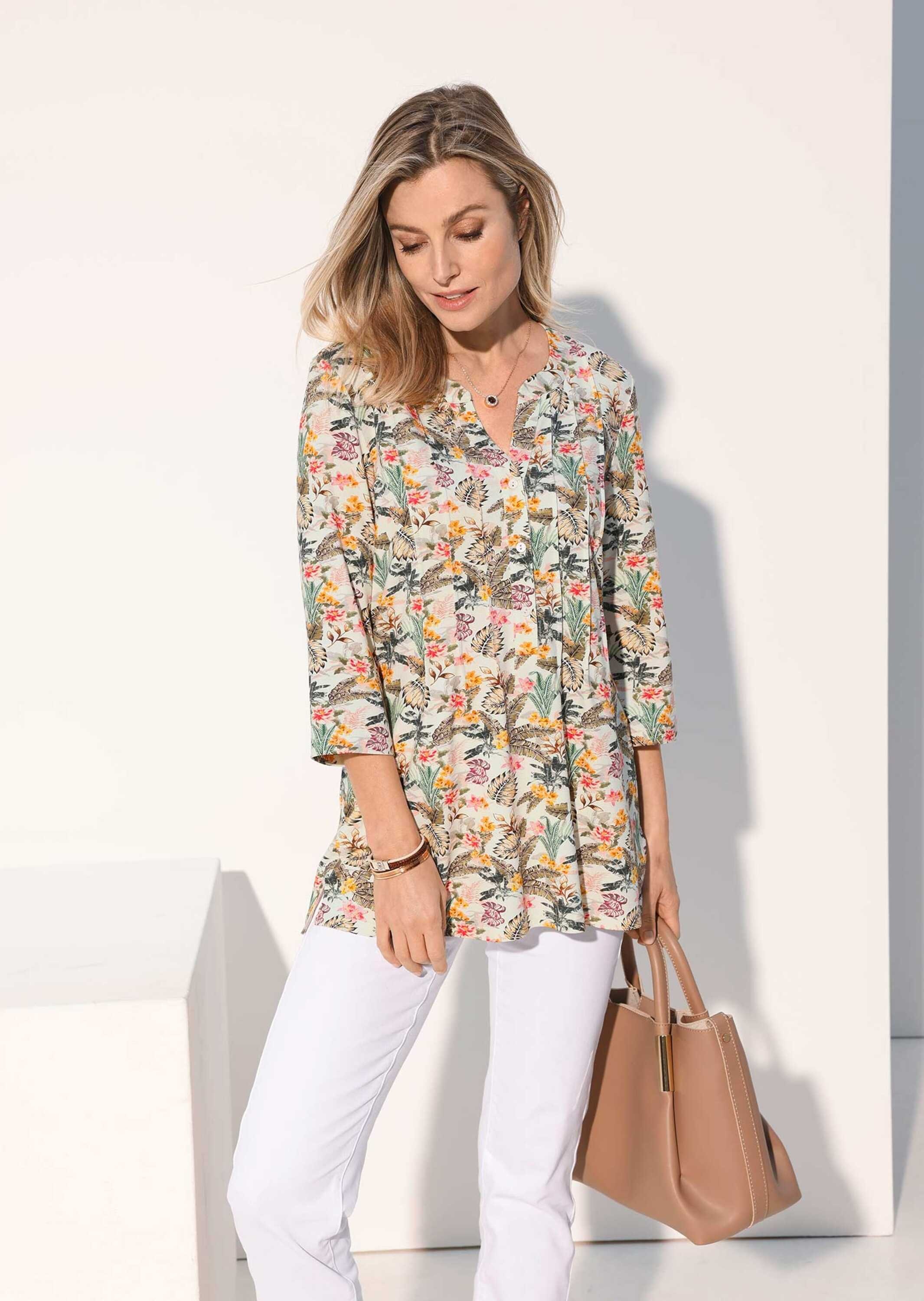 GOLDNER Print-Shirt »Kurzgröße Figurschmeichelndes Drucktunika-Shirt«