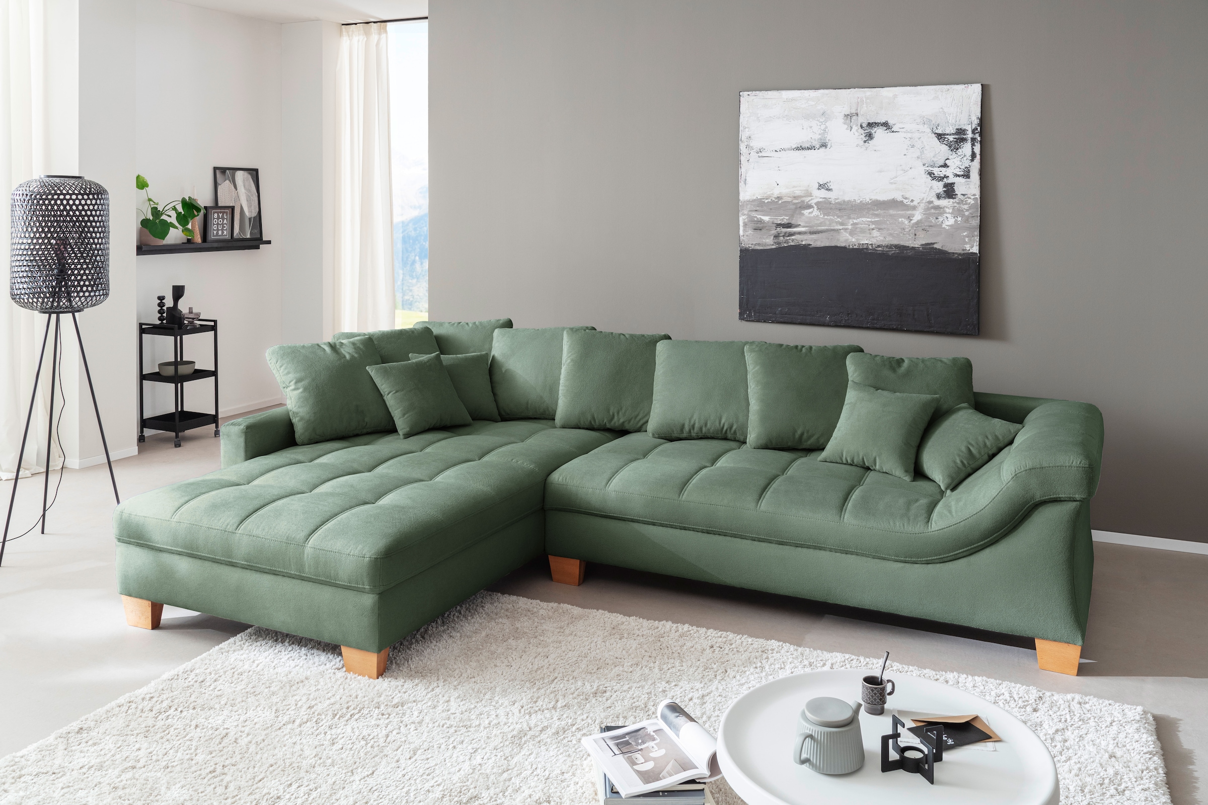Mr. Couch Ecksofa "Bologna, L-Form, mit Holzfüßen", wahlweise mit Kaltschau günstig online kaufen