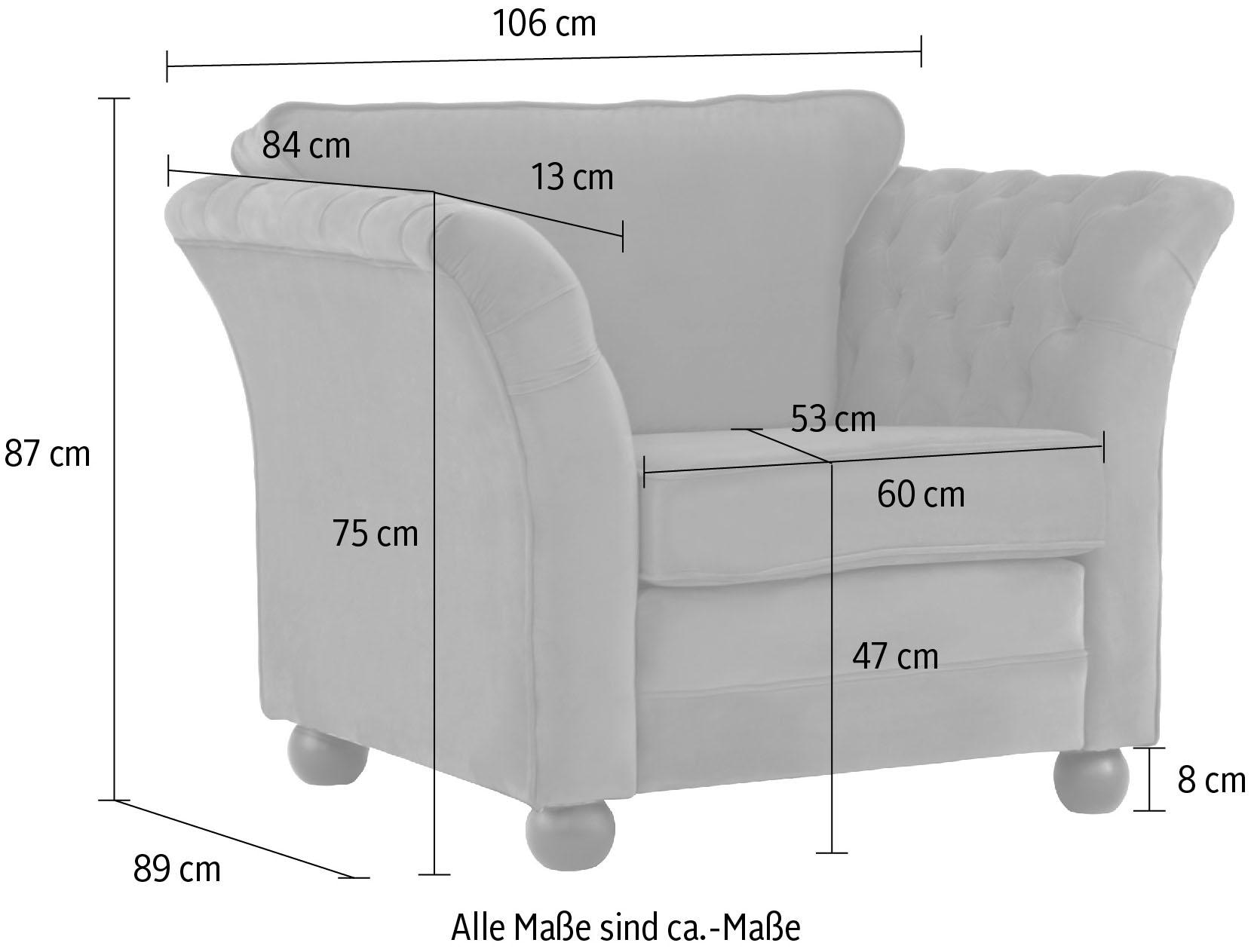 Home affaire Sessel »Pajero« mit Knopfheftung an den Armlehn-Innenseiten, Keder,