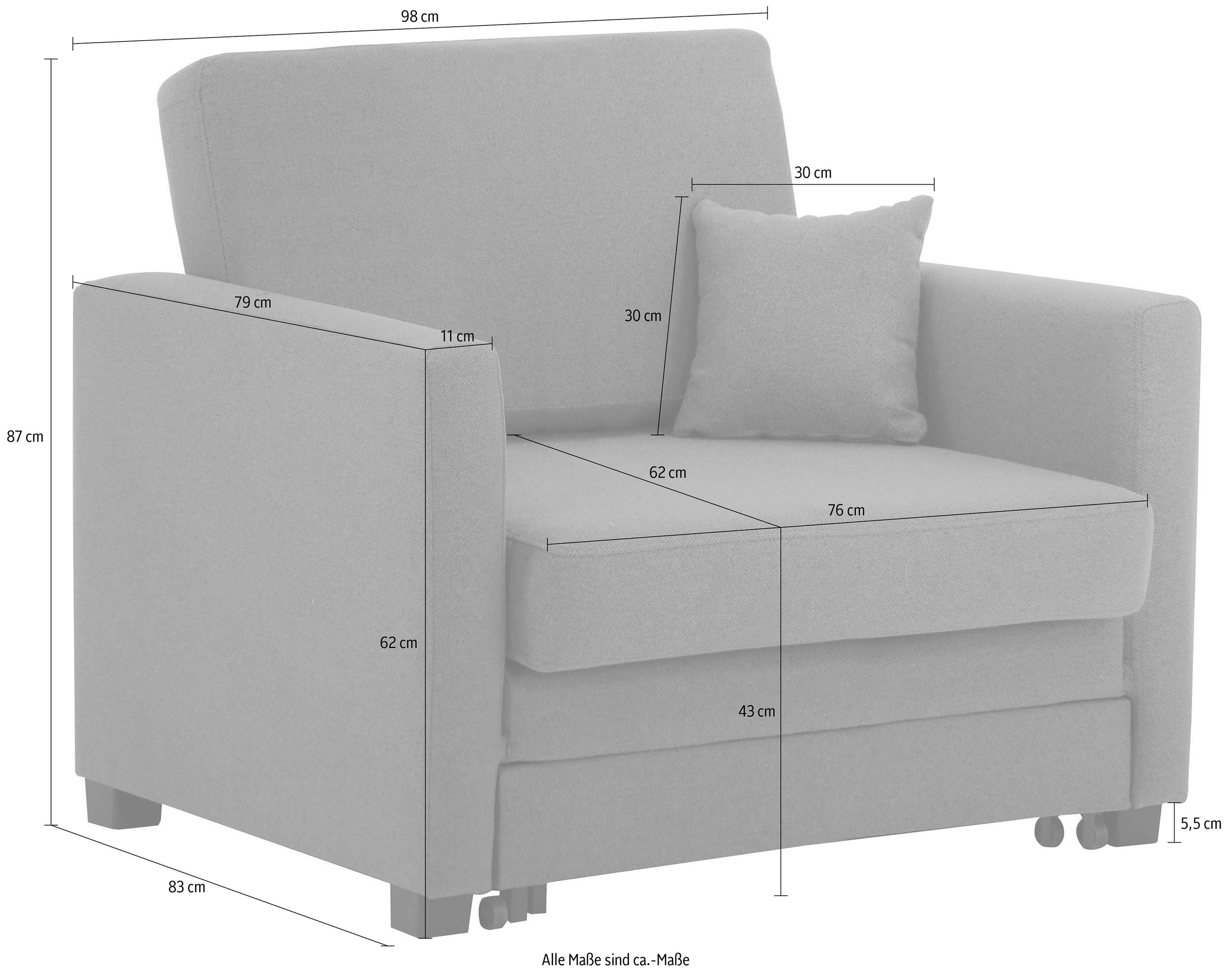 Thumbnail - Home affaire Sessel "Mexico Schlafsessel" mit ausziehbarer Schlaffunktion, B/T/H: 98/83/87 cm