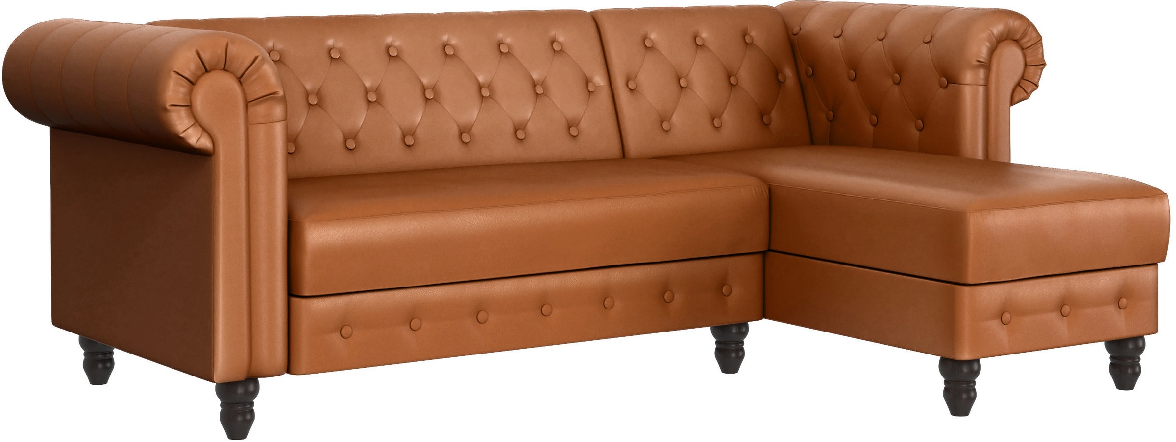 Dorel Home Ecksofa »Felix, L-Form, 241 cm (Liegefl.108x195 cm), Recamiere tauschbar,«, verstellb. Rückenlehne, Bett-Funktion, Velours, Kunstleder, Vintage