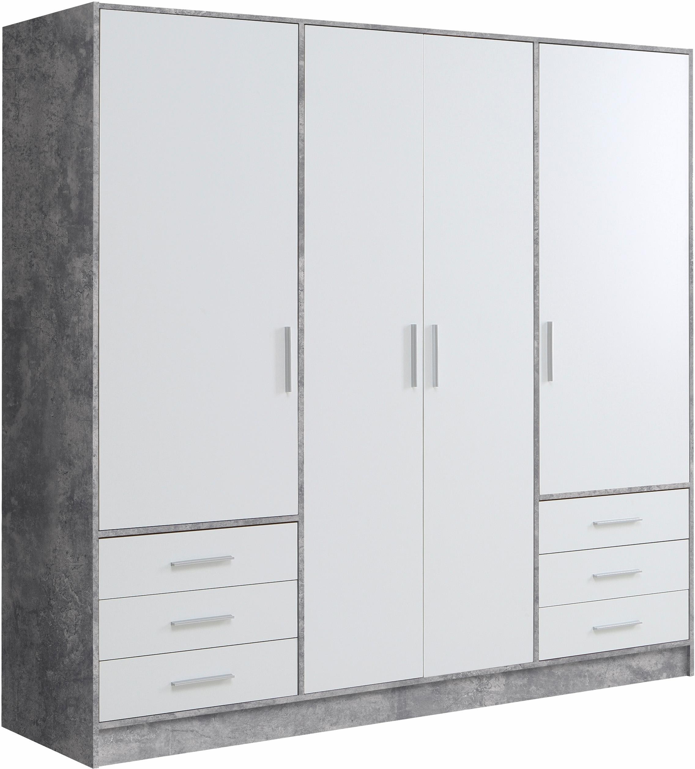FORTE Kleiderschrank »Jupiter, Made in Europe, mit Schubladen«, (Maße (T/H): 60/200 cm), Stauraum, 2 Breiten, 4 Farben, Schubladen, variable Einlegeböden