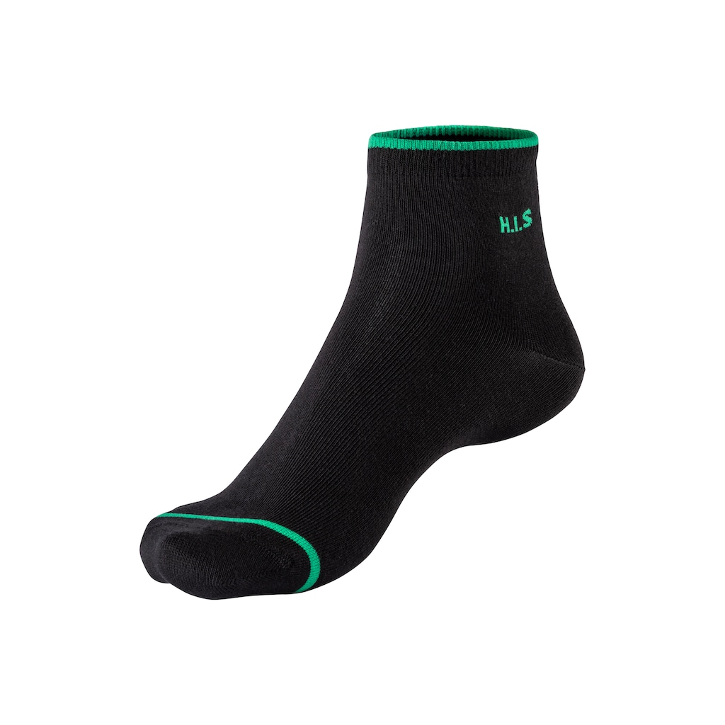 H.I.S Kurzsocken, (Packung, 7 Paar), mit farbigen Bündchen