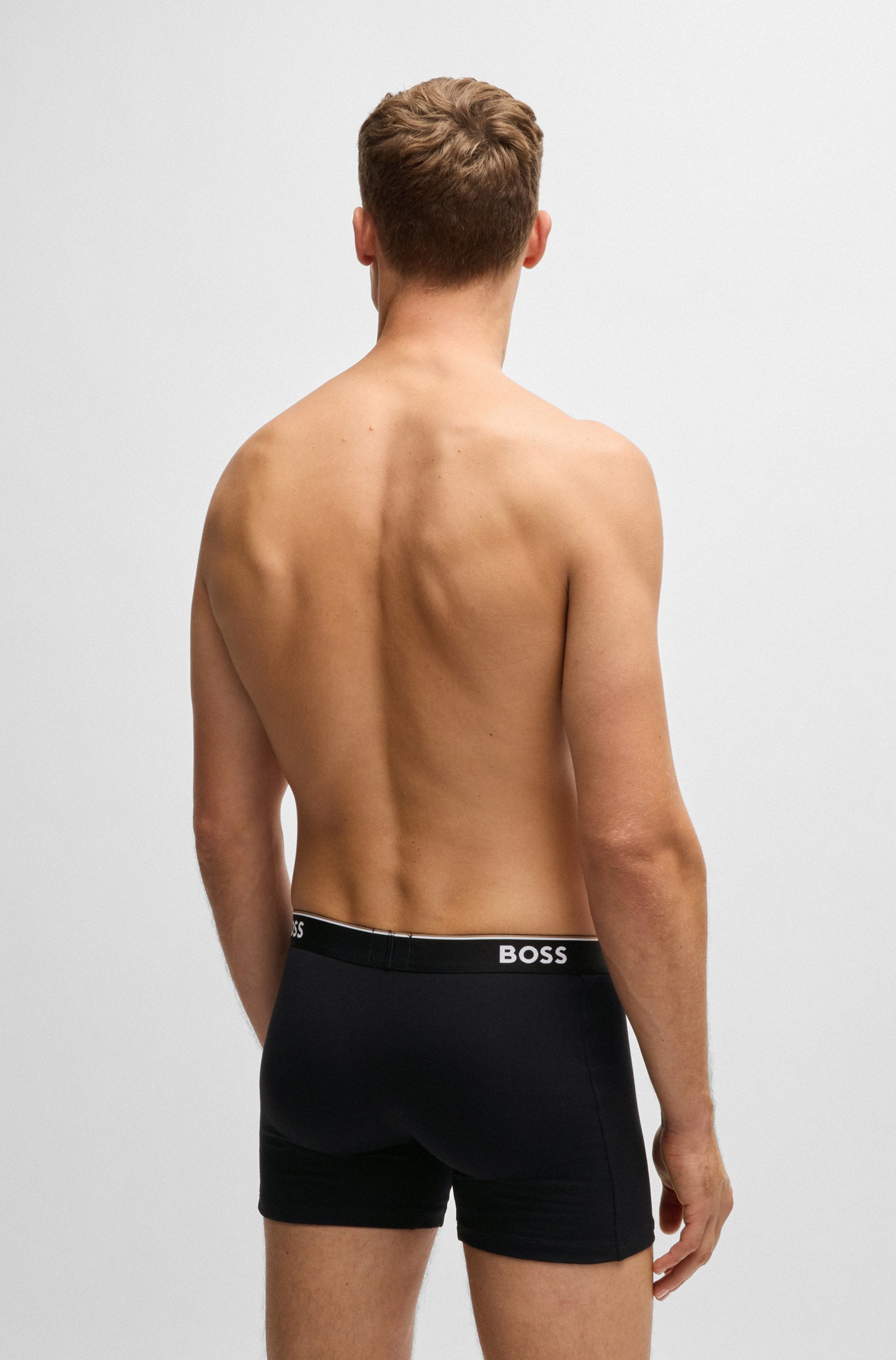 BOSS Langer Boxer »Boxer Brief 3P«, (Packung, 3er-Pack), mit farblich passendem Webbund