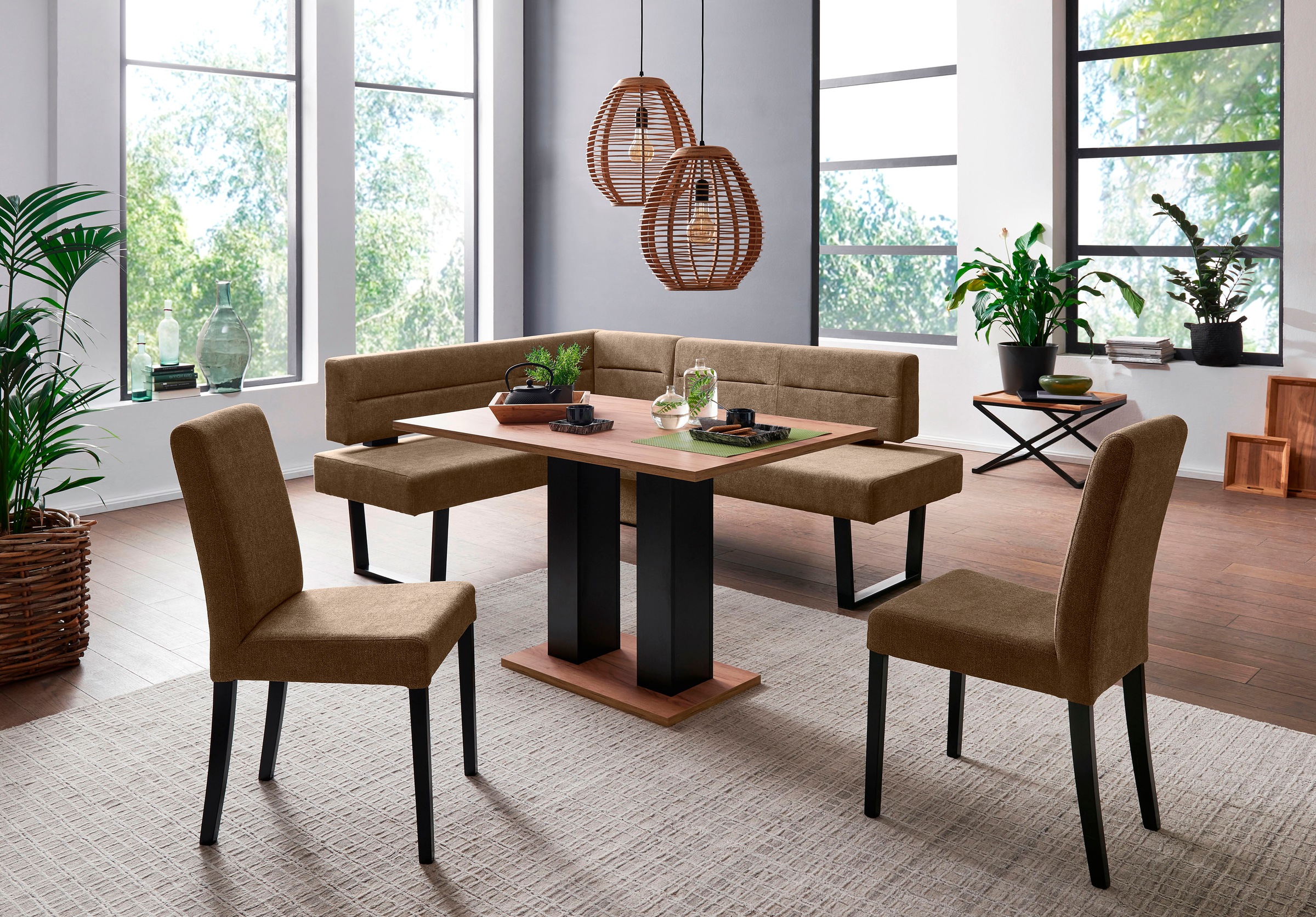 Thumbnail - massivline&more Eckbank "Martina" modernes Design, Gestell aus massivem Metall