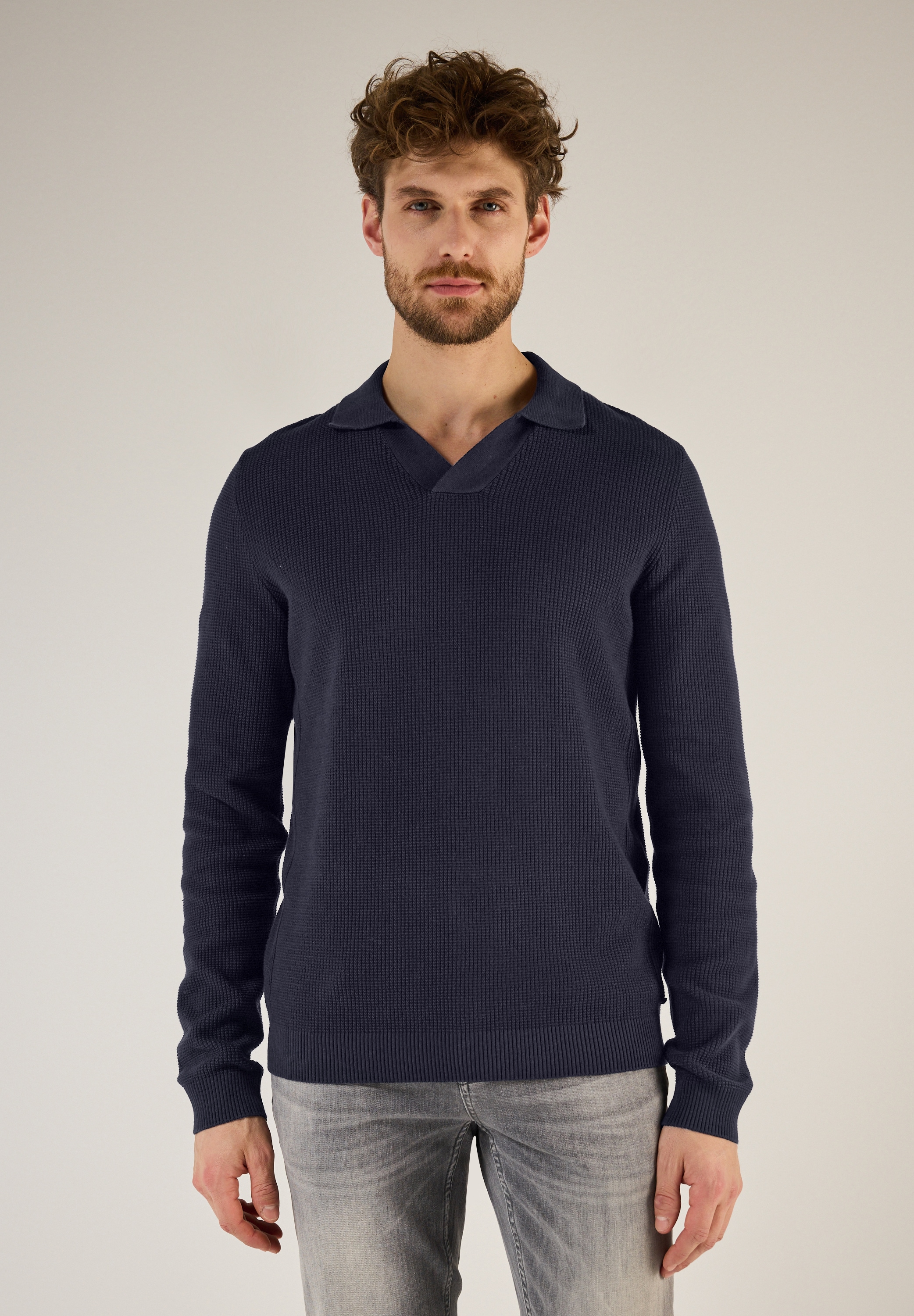 V-Ausschnitt-Pullover, aus reiner Baumwolle