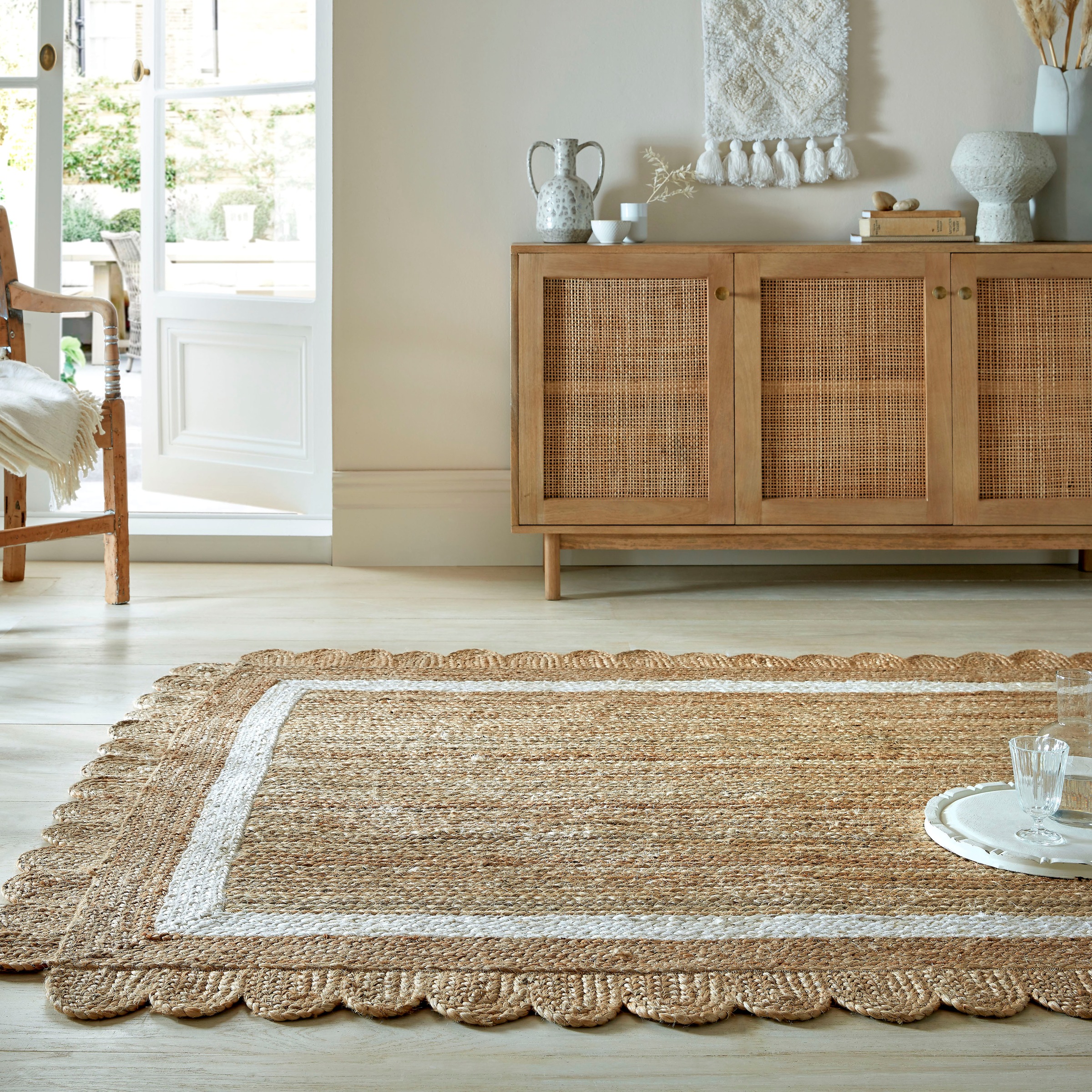 FLAIR RUGS Teppich "Grace aus Jute mit Muschelrandsaum" rechteckig 7 mm Höh günstig online kaufen