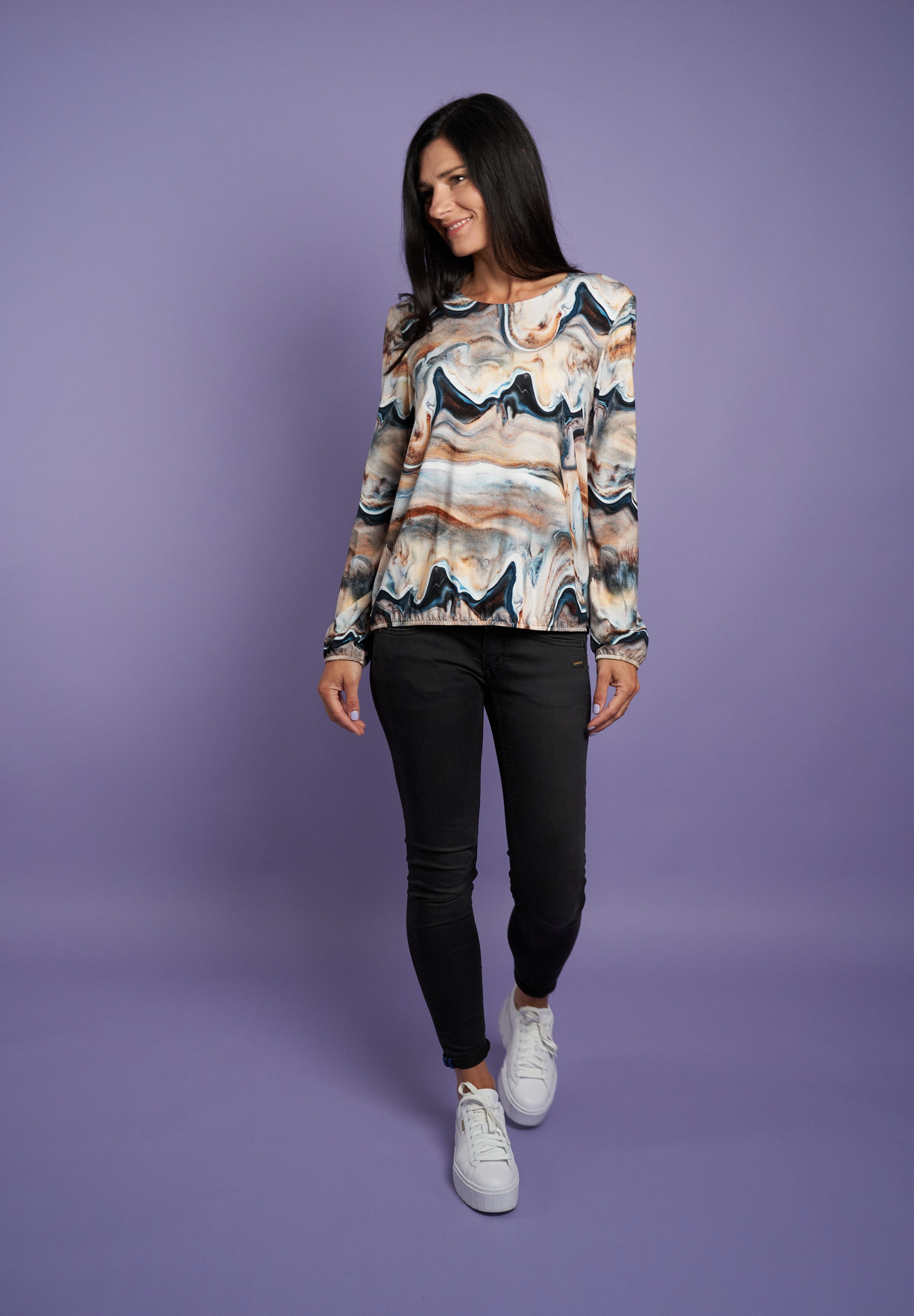 Seidel Moden Langarmshirt, mit grafischem Muster, MADE IN GERMANY