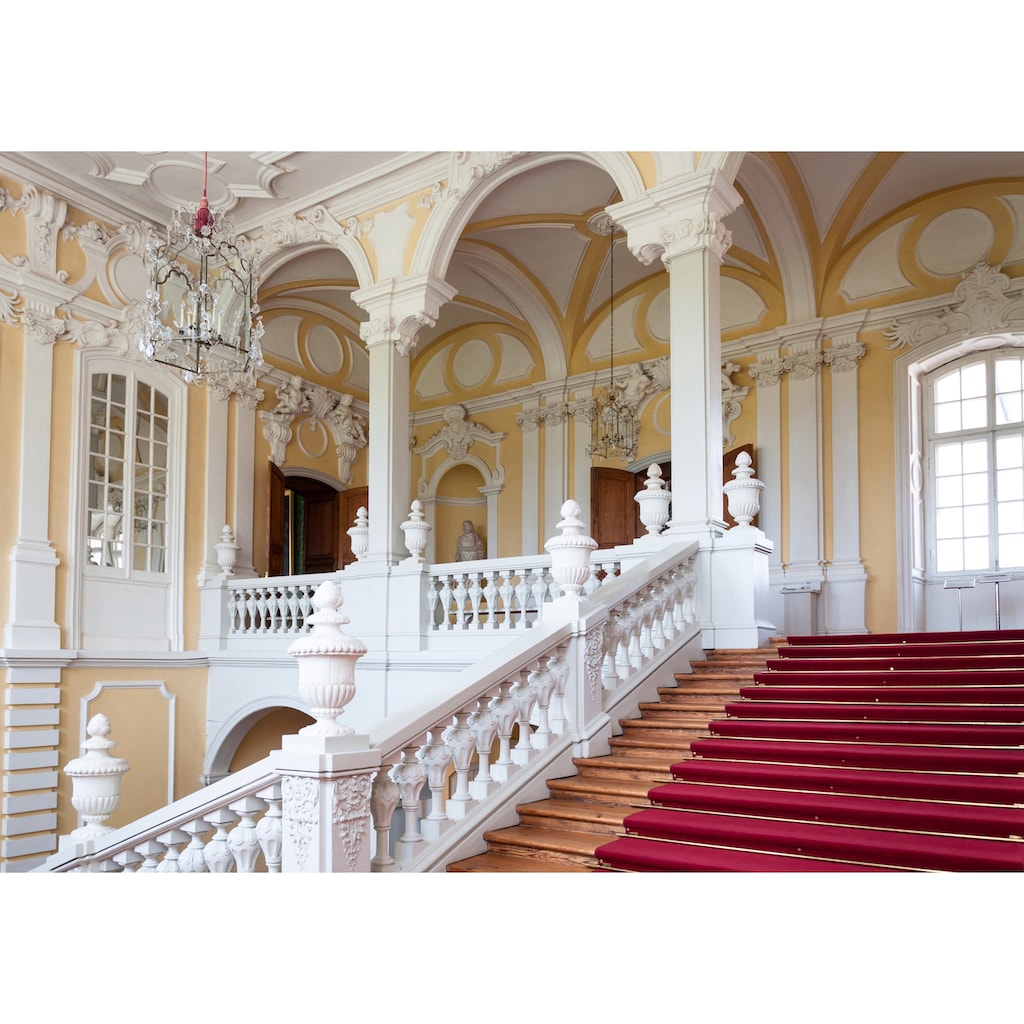 Papermoon Fototapete »ARCHITEKTUR-TREPPEN PALAST BÖGEN SÄULEN BAROCK ROKOKO«