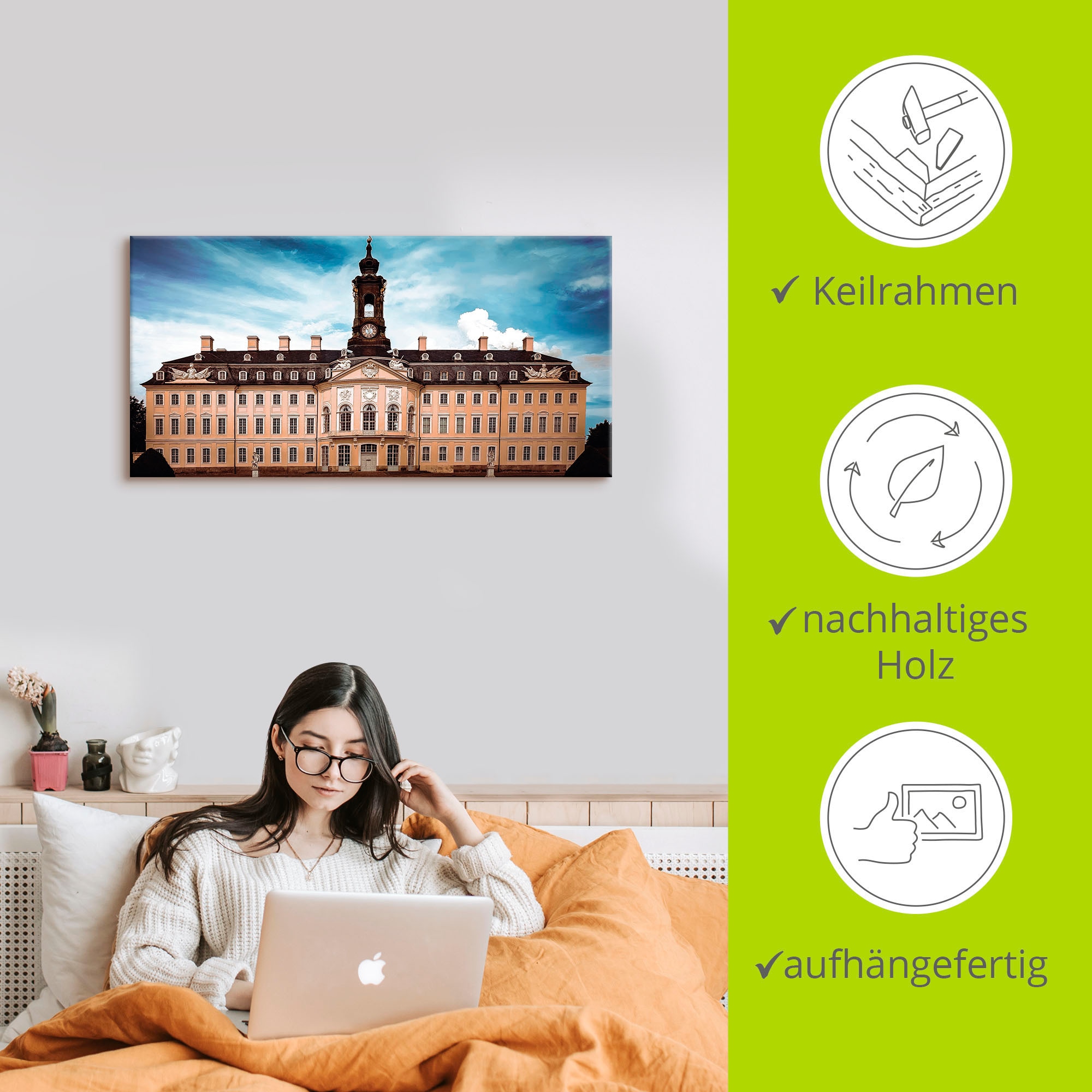 Artland Wandbild »Schloss Hubertusburg Wermsdorf«, Gebäude, (1 St.), als Alubild, Leinwandbild, Wandaufkleber oder Poster in versch. Größen