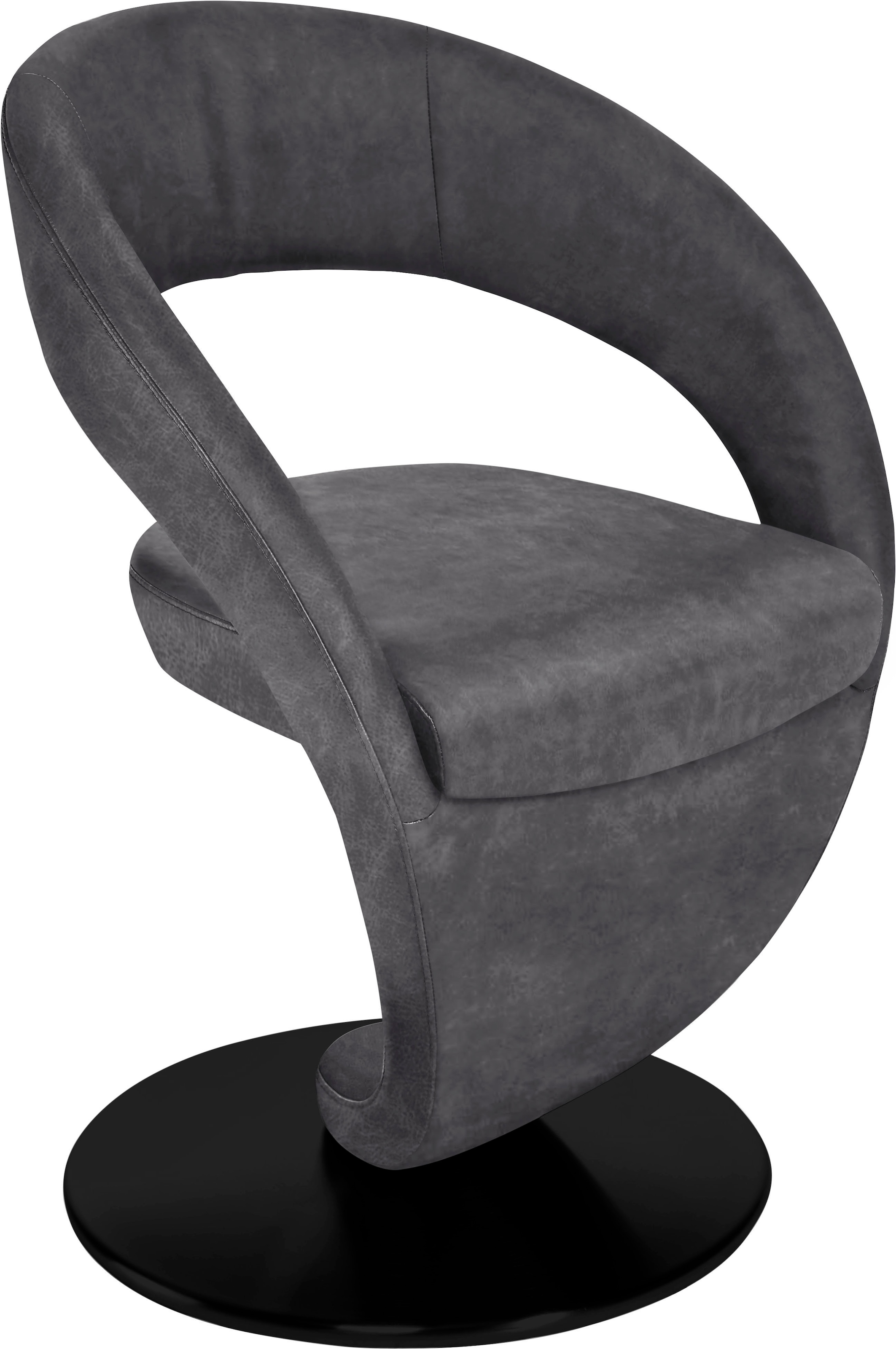 K+W Komfort & Wohnen Esszimmerstuhl "Wave, Drehstuhl" () Design-Drehstuhl, schwarzer Drehteller