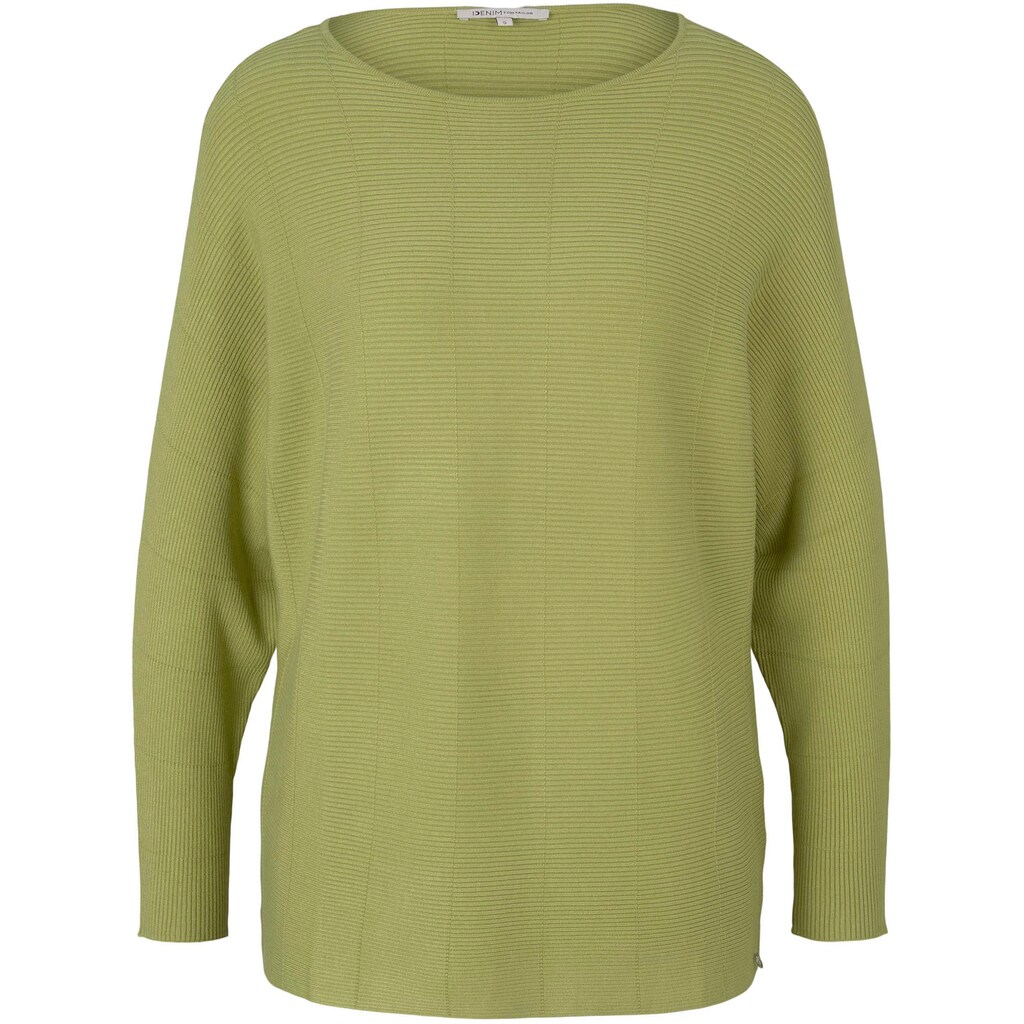 Damenmode Pullover TOM TAILOR Denim 3/4 Arm-Pullover, im besonderen Struktur-Strick hellgrün