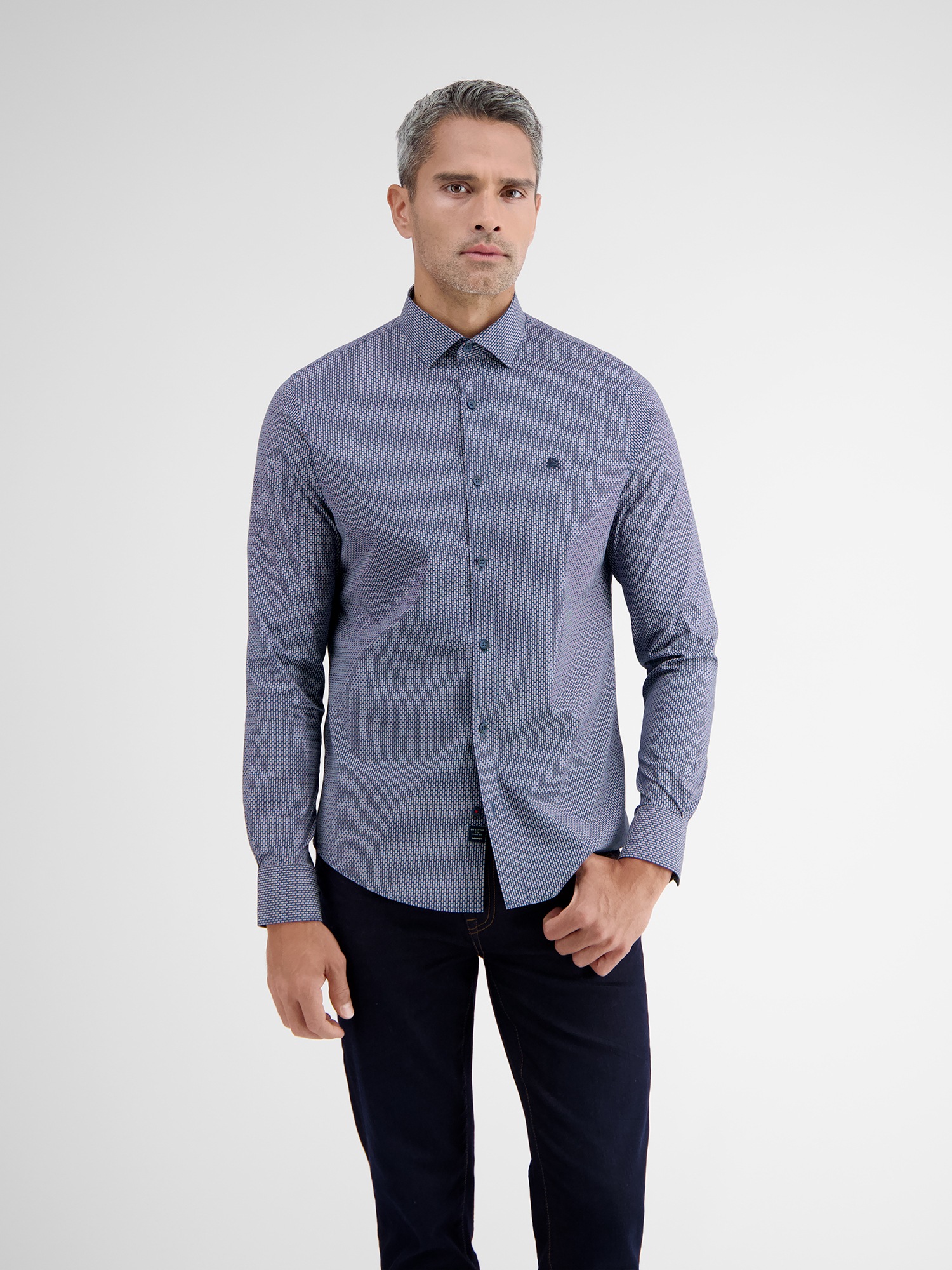 LERROS Langarmhemd "Poplinhemd mit Haifischkragen, Punkt-Print" günstig online kaufen