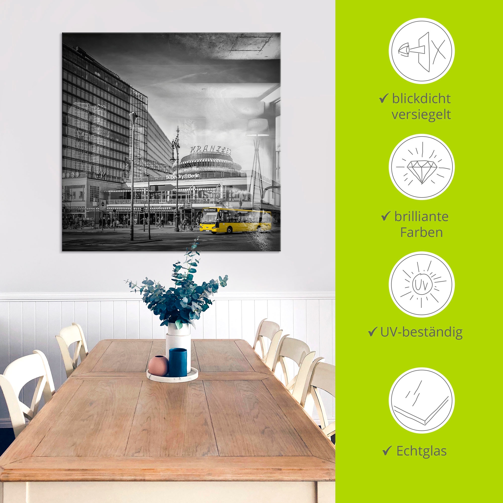 Artland Glasbild »Berlin City-West«, Deutschland, (1 St.), in verschiedenen Größen